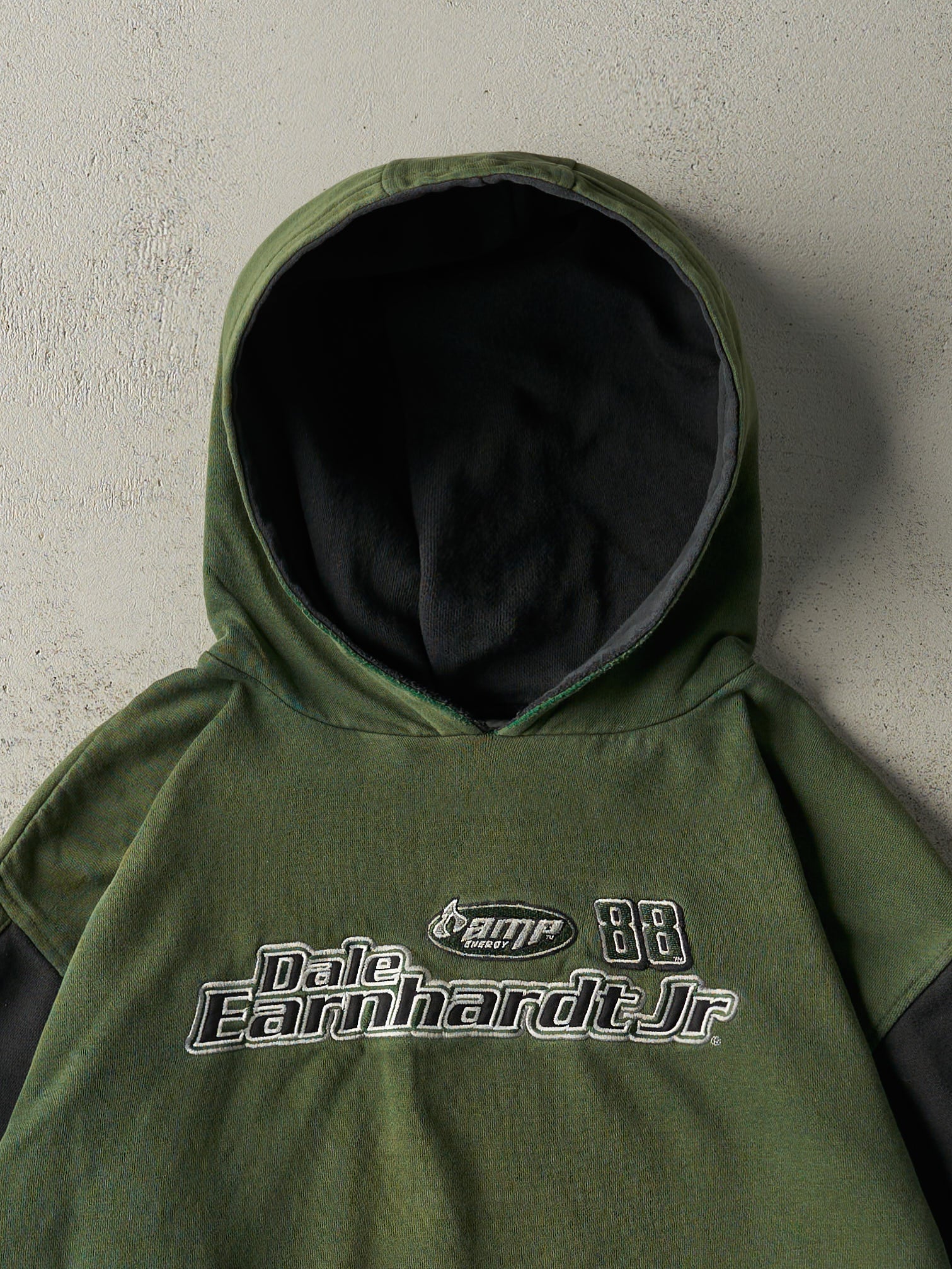 Vintage Y2K Green Embroidered Dale Earnhardt Jr. Nascar Hoodie (XL)