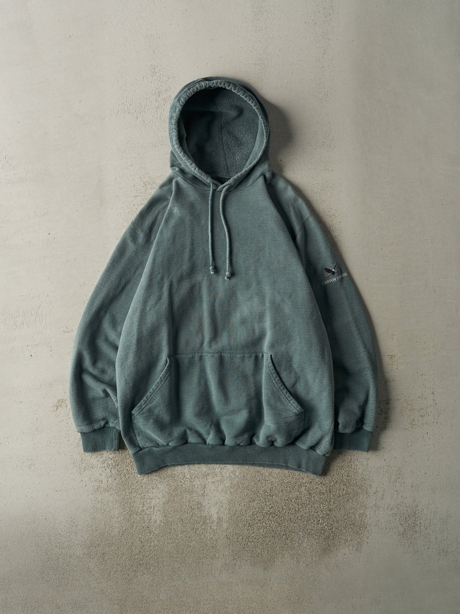 Vintage 90s Washed Green Canyon Creek Blank Hoodie (L/XL)