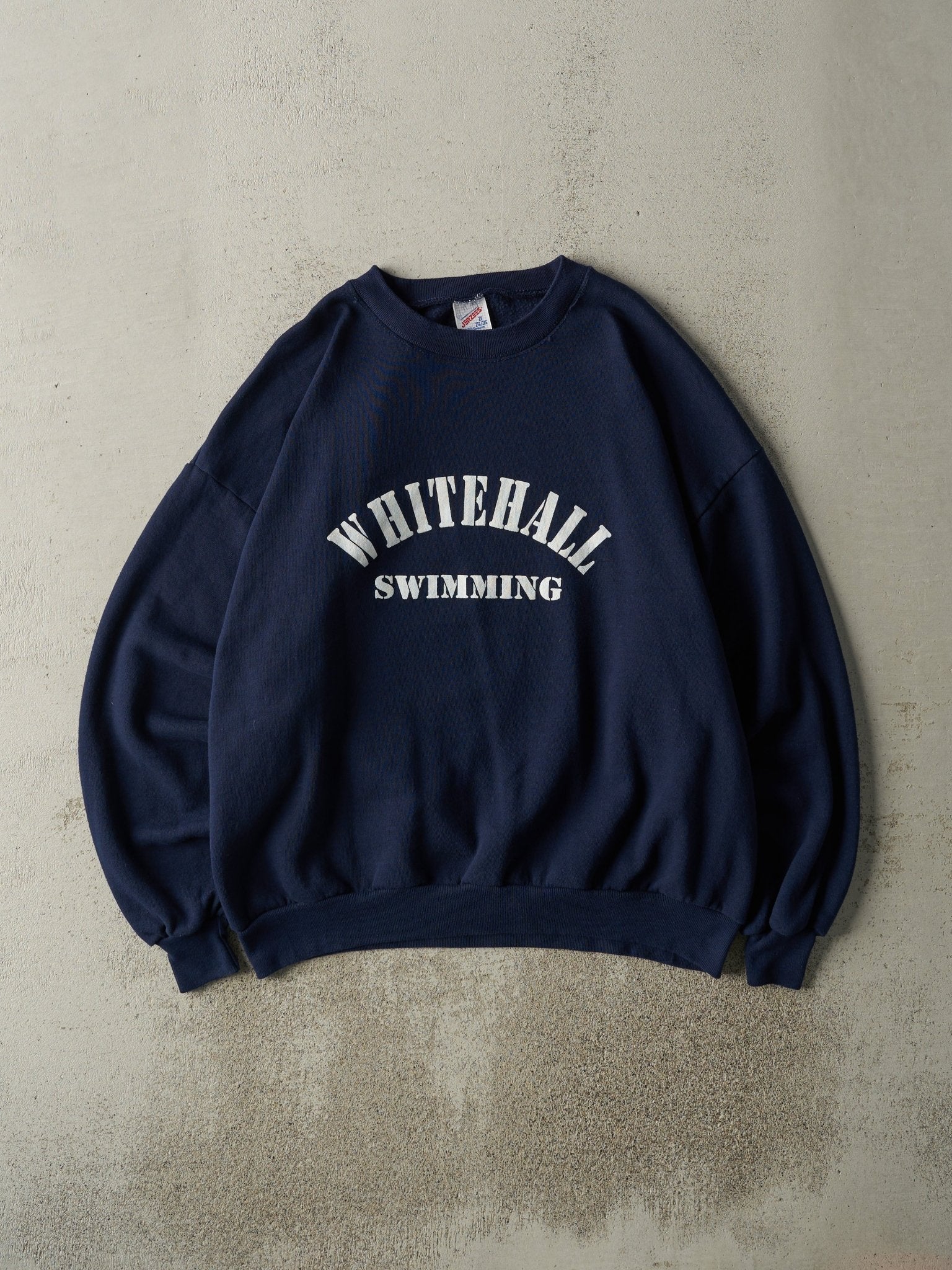 Vintage 80s Navy Blue Whitehall Swimming Crewneck (L/XL)