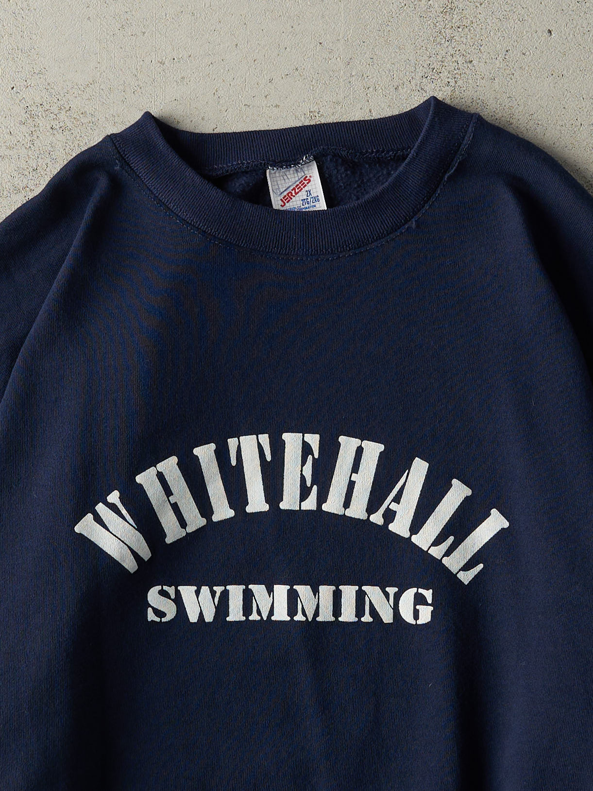 Vintage 80s Navy Blue Whitehall Swimming Crewneck (L/XL)