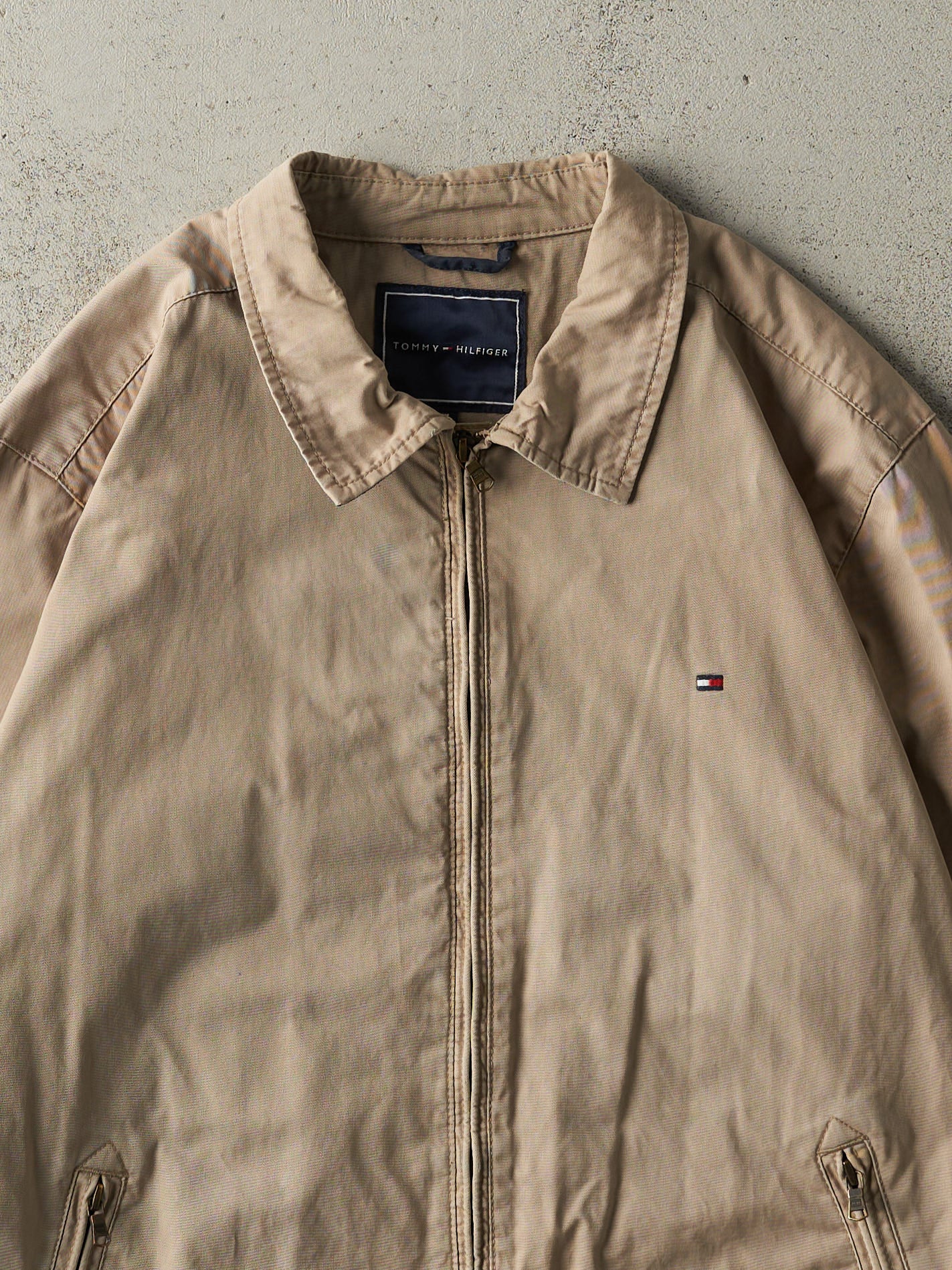 Vintage Y2K Beige Tommy Hilfiger Harrington Jacket (XL)