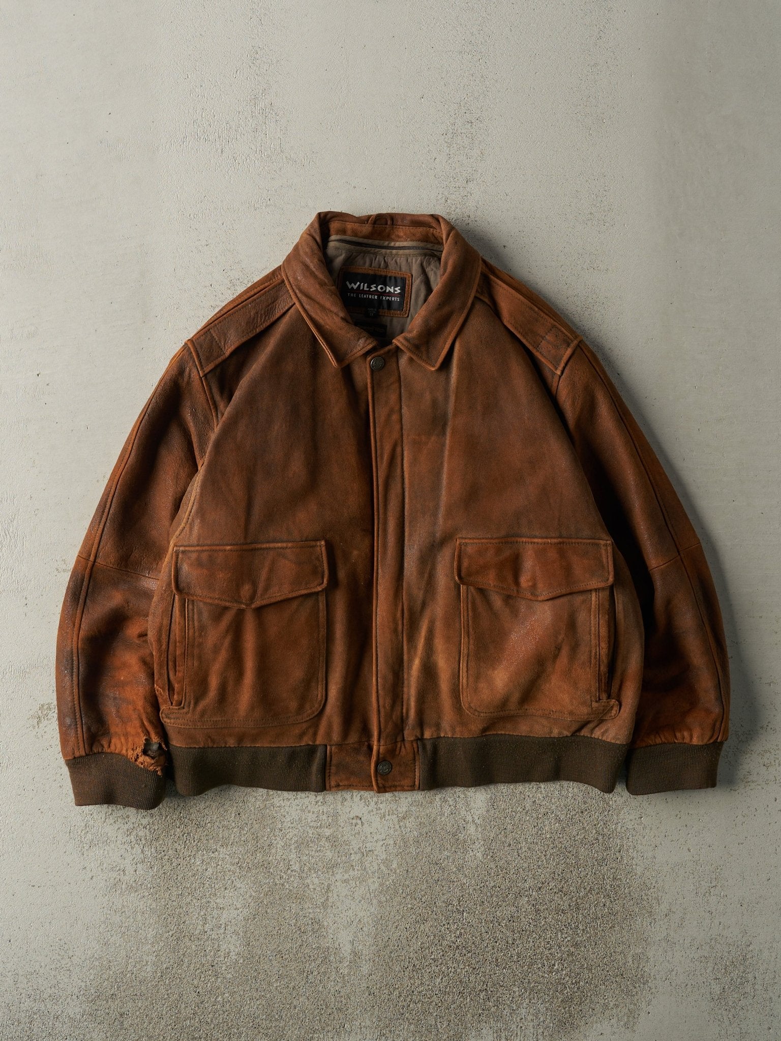 Vintage Y2K Brown Wilsons Suede Bomber Jacket (XL)
