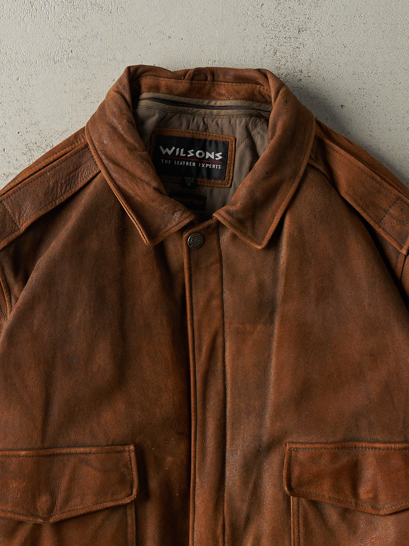 Vintage Y2K Brown Wilsons Suede Bomber Jacket (XL)
