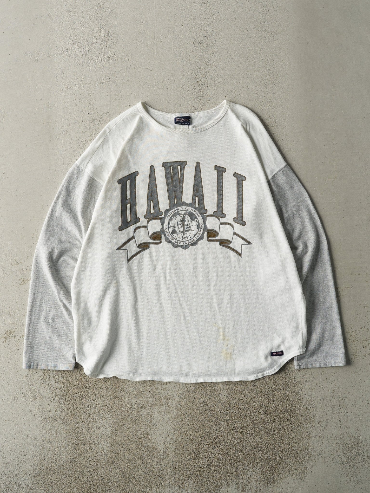 Vintage 90s White & Grey University of Hawaii Long Sleeve (XL)