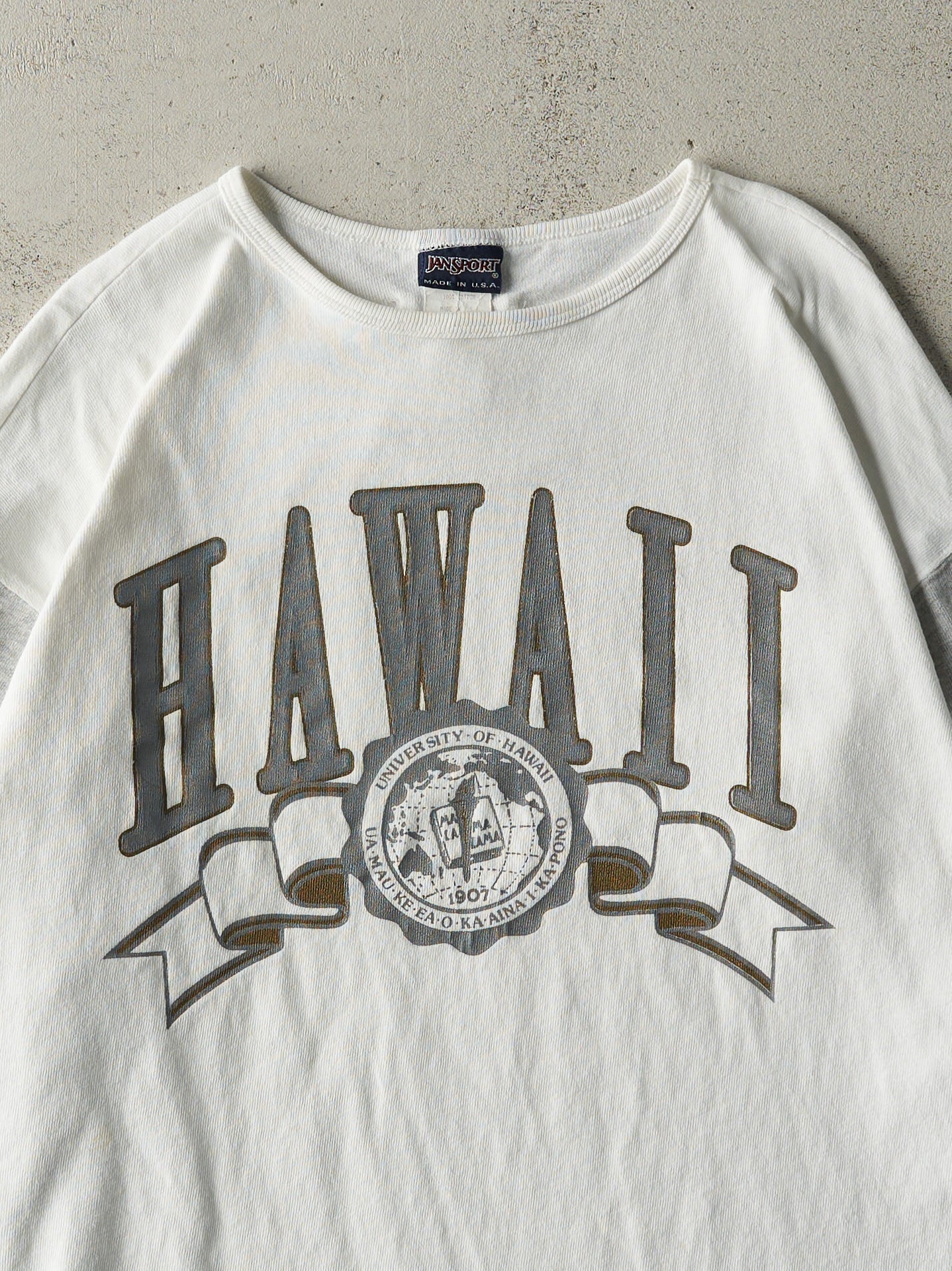 Vintage 90s White & Grey University of Hawaii Long Sleeve (XL)