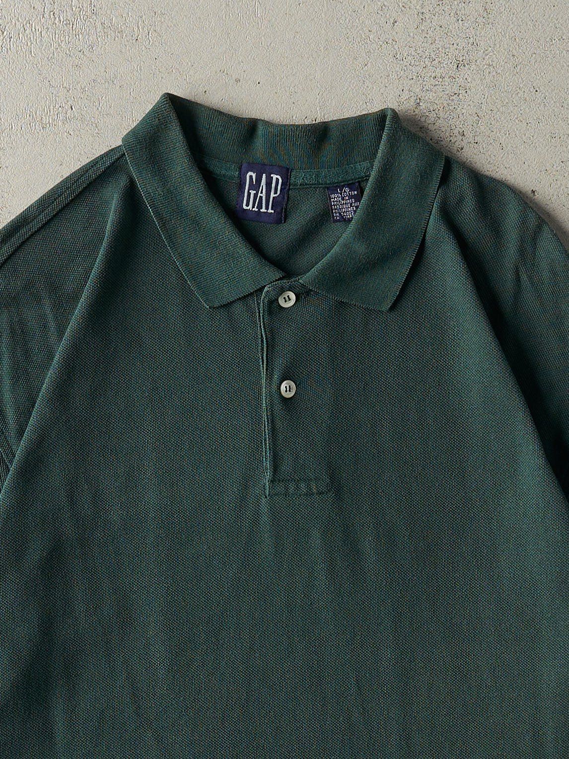 Vintage 90s Green Gap Polo Quarter Button Tee (XL)