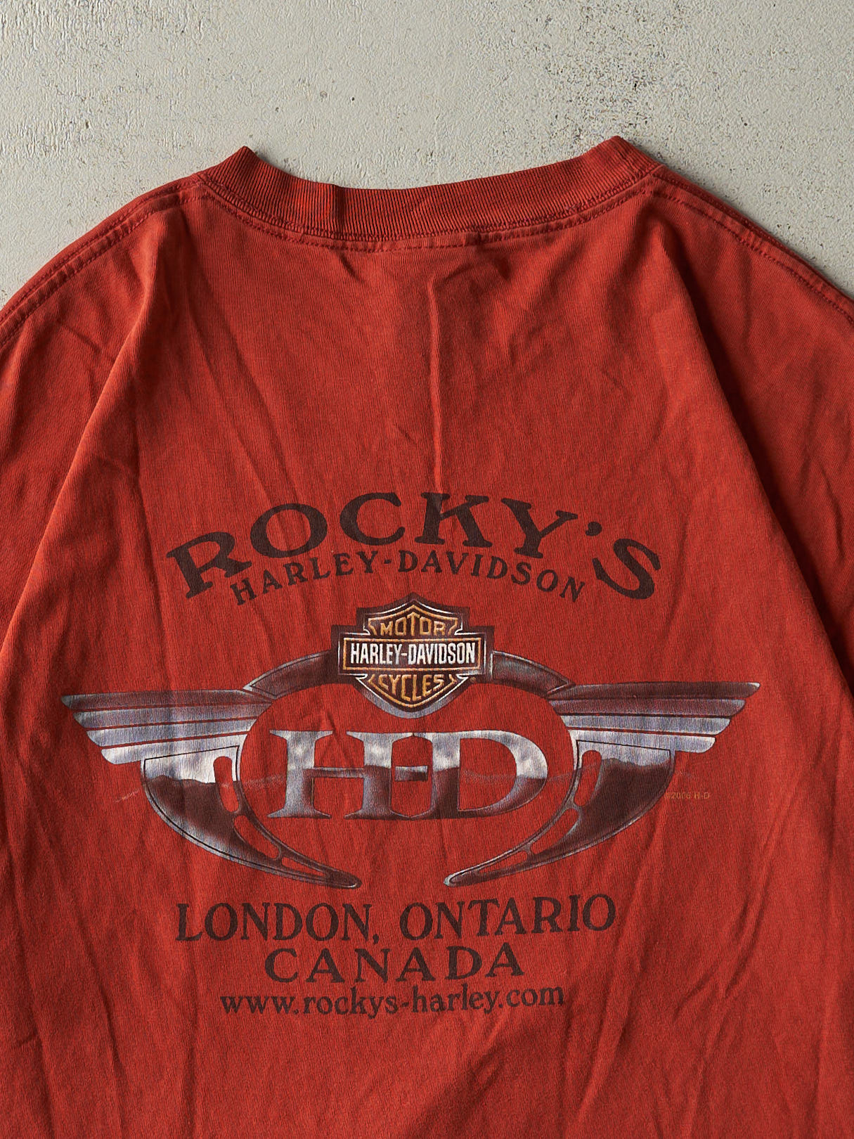 Vintage 06' Washed Red London Ontario Harley Davidson Tee (M/L)