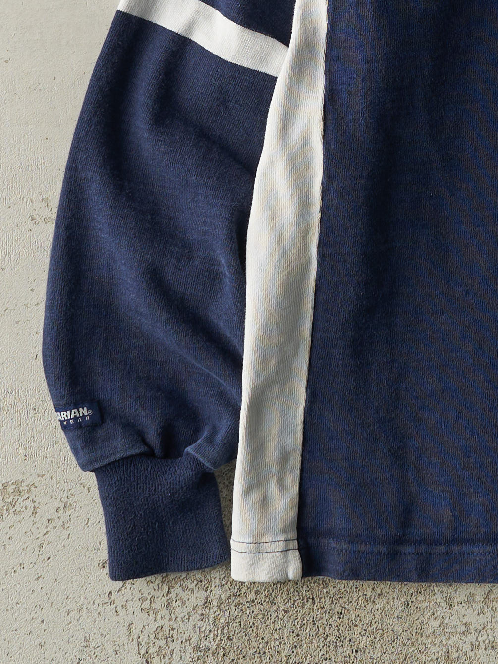 Vintage Y2K Navy Blue Embroidered Rugby Long Sleeve (M)