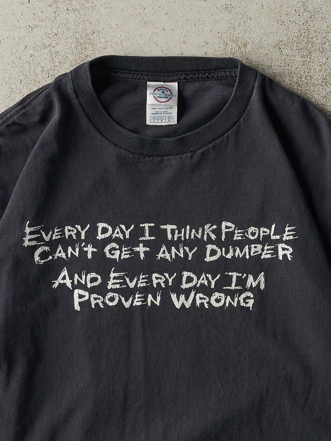 Vintage Y2K Faded Black "Proven Wrong" Slogan Tee (M)