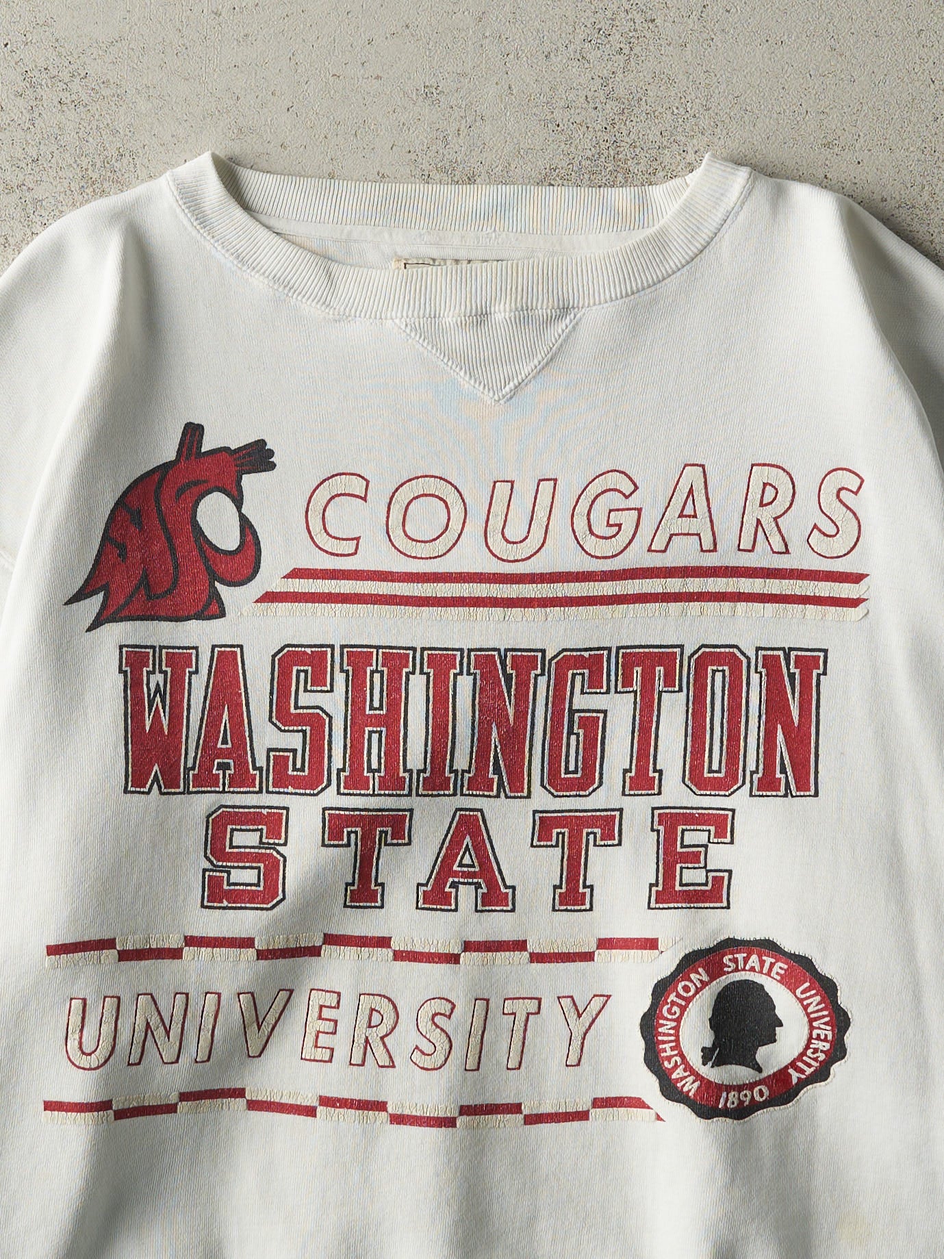 Vintage 90s White Washington State Cougars Boxy Crewneck (XL)