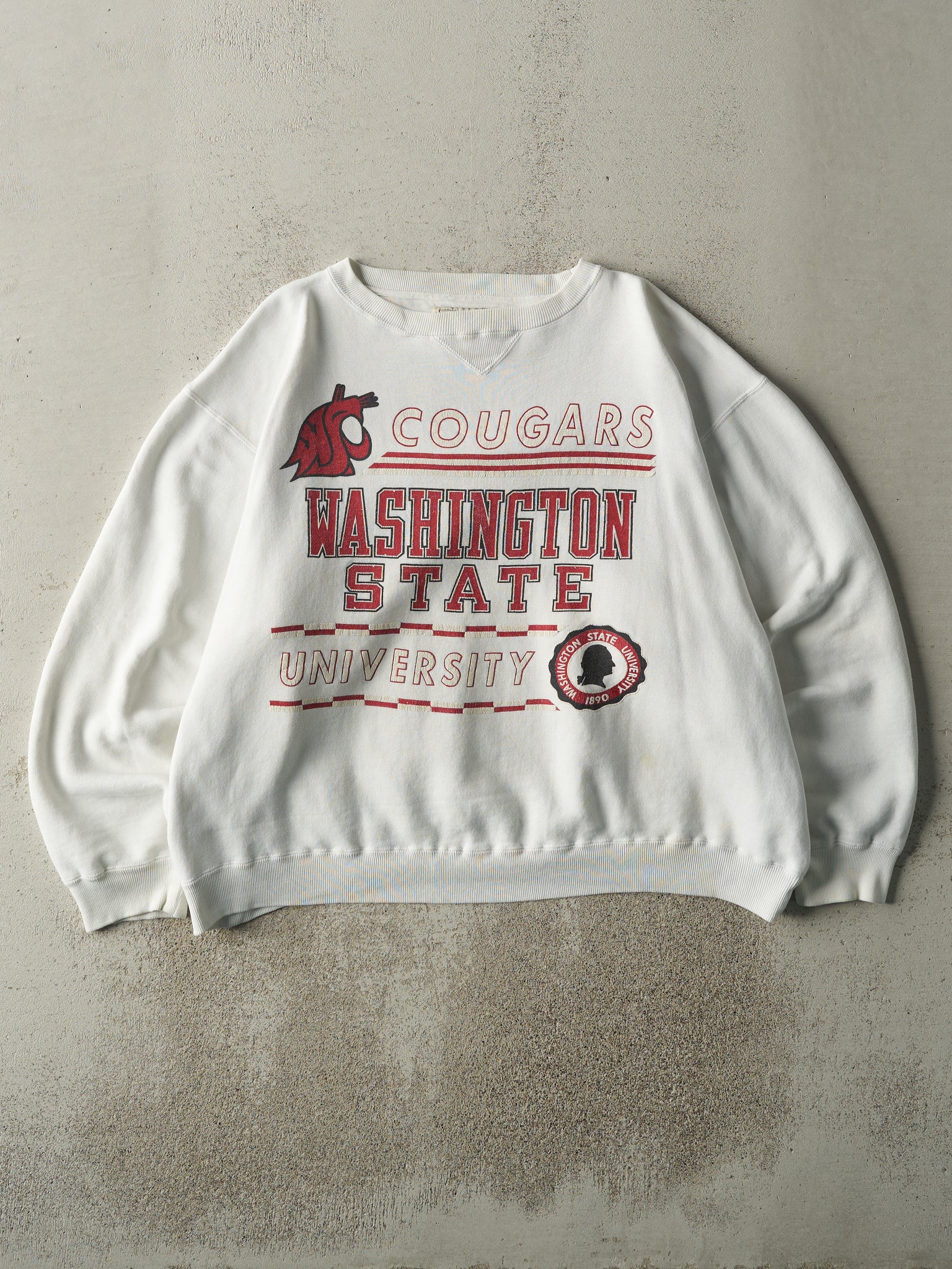 Vintage 90s White Washington State Cougars Boxy Crewneck (XL)