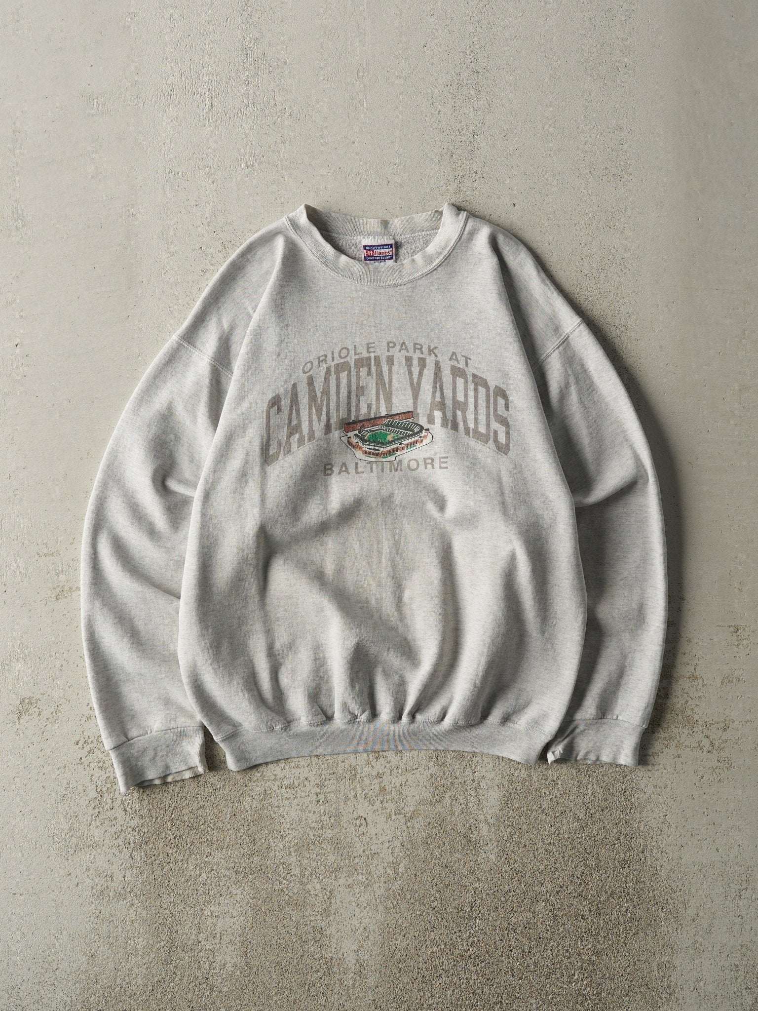 Vintage 90s Heather Grey Oriole Park Camden Yards Crewneck (M)
