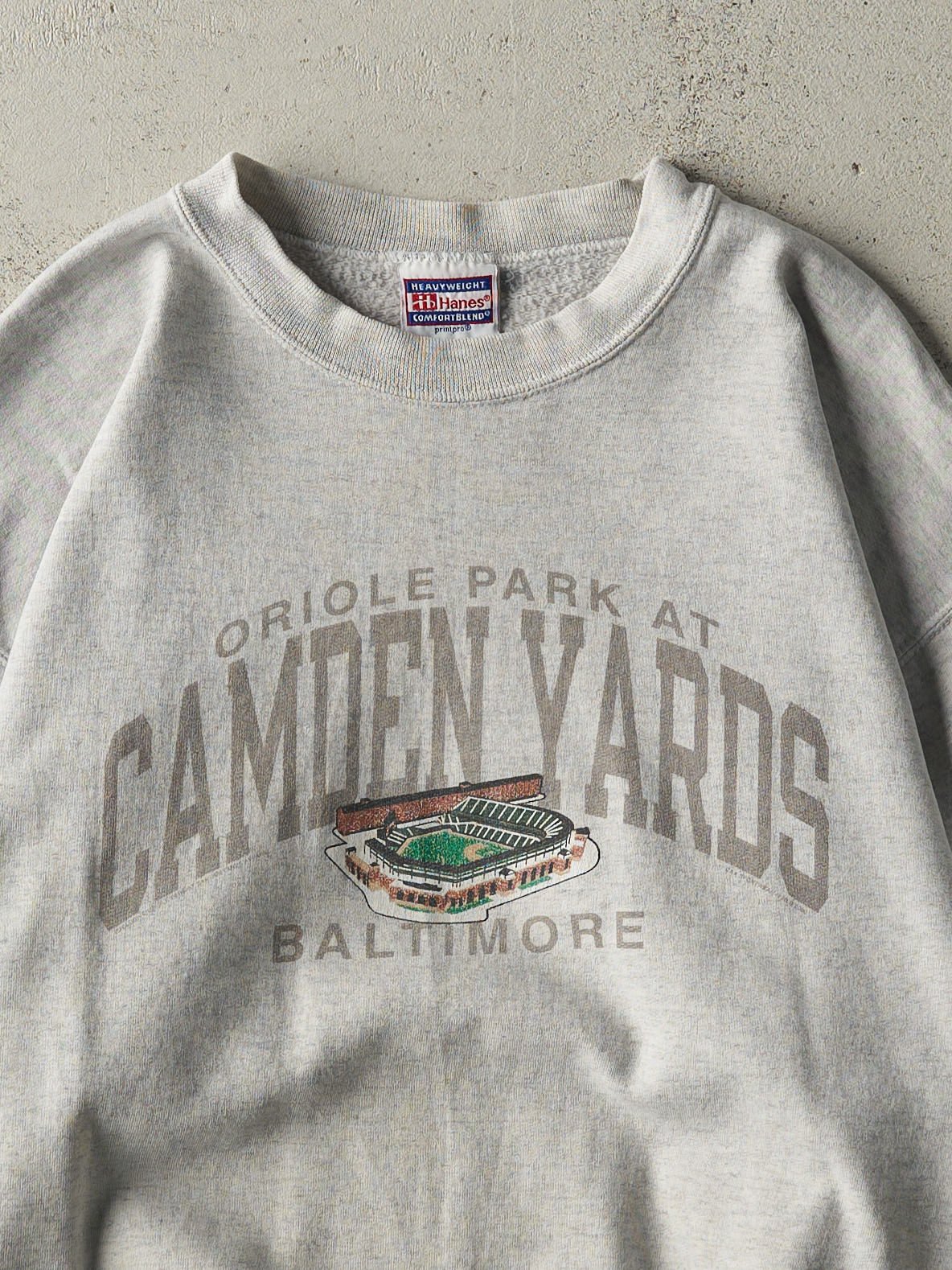 Vintage 90s Heather Grey Oriole Park Camden Yards Crewneck (M)