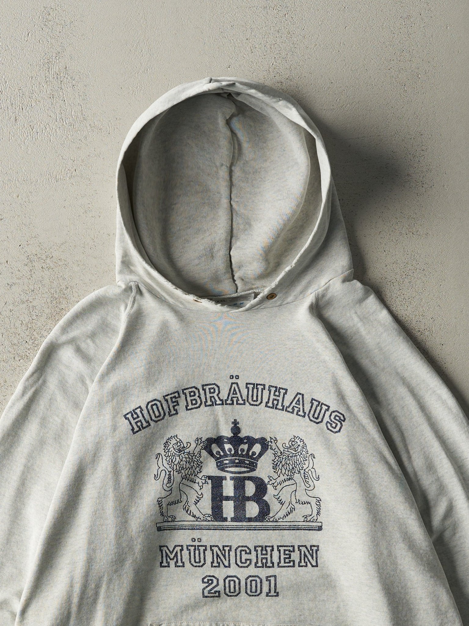 Vintage 01' Heather Grey Hofbrauhaus Hoodie (L)
