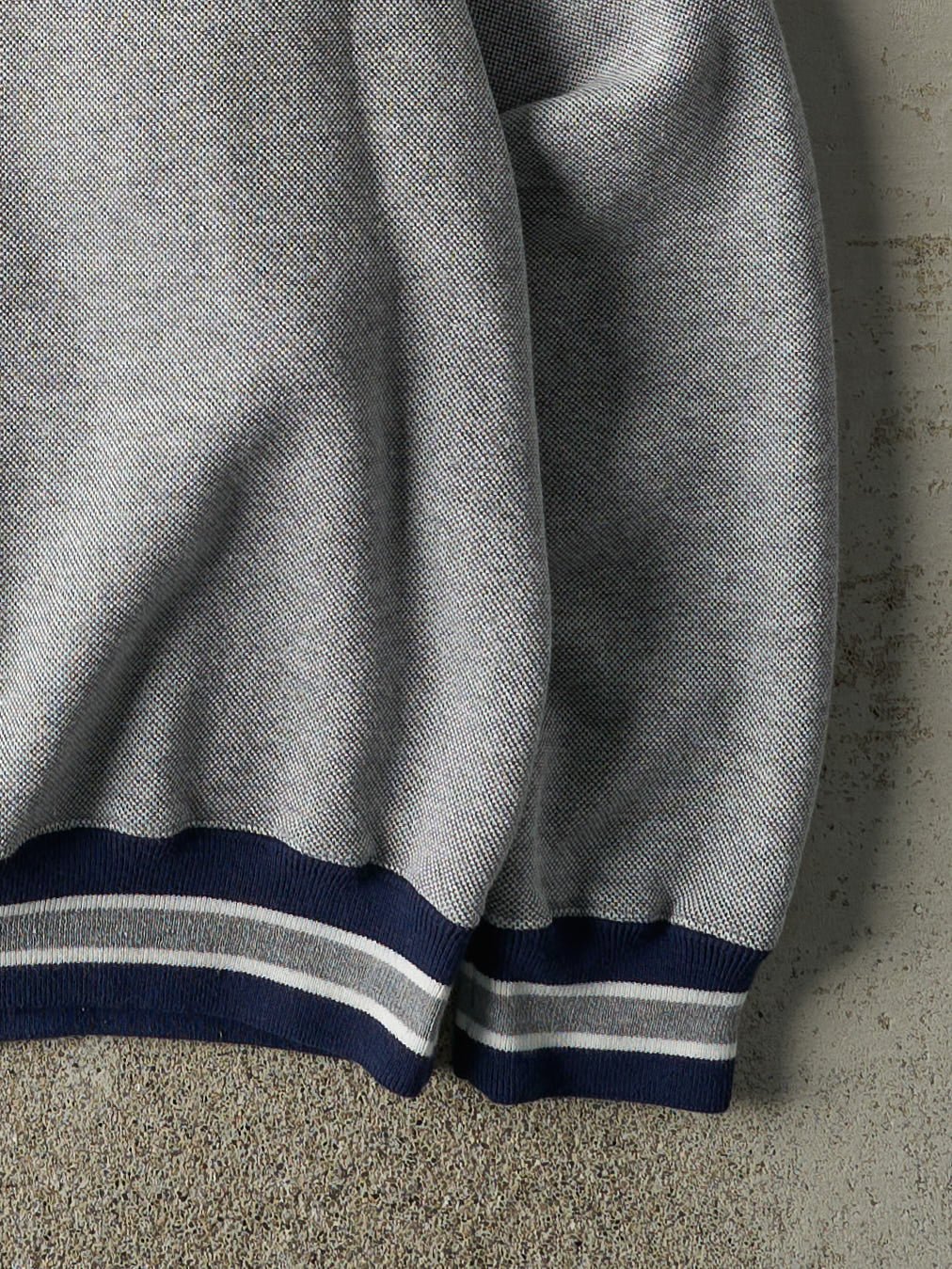 Vintage Y2K Grey & Navy Embroidered Crewneck (L/XL)