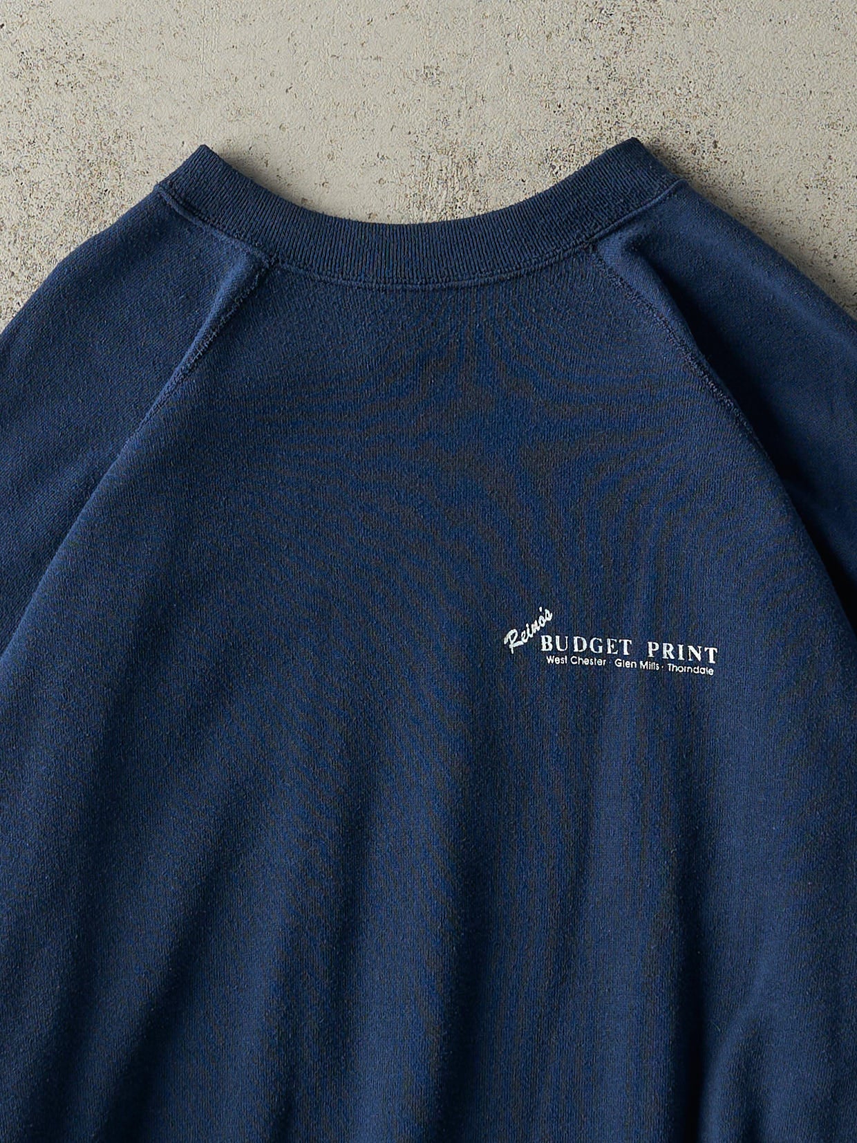 Vintage 80s Navy Blue Reino's Logo Boxy Crewneck (XL)