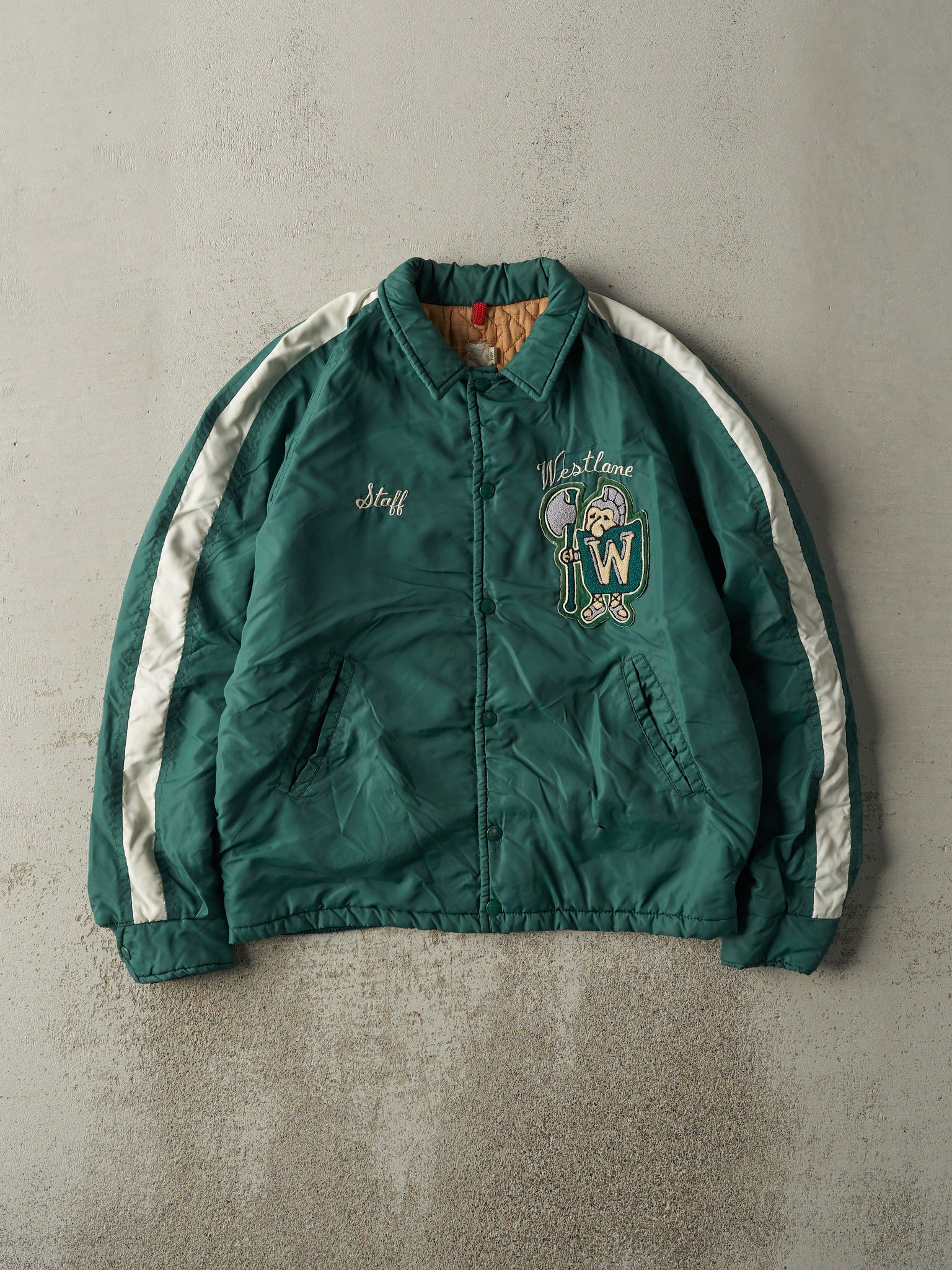 Vintage 80s Green Westlane Embroidered Coaches Jacket (M)