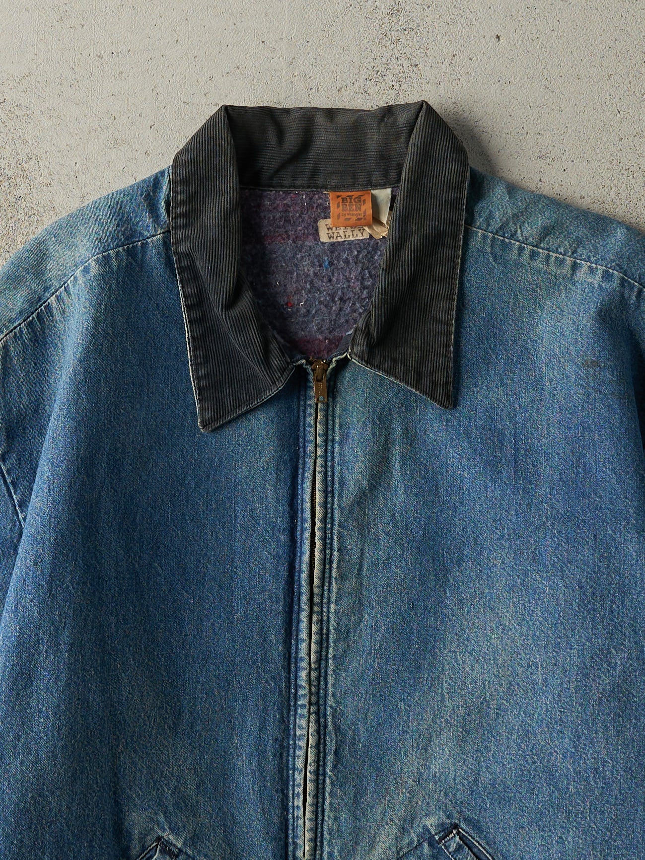 Vintage 80s Mid Wash Big Ben Wrangler Blanket Lined Denim Work Jacket (L/XL)