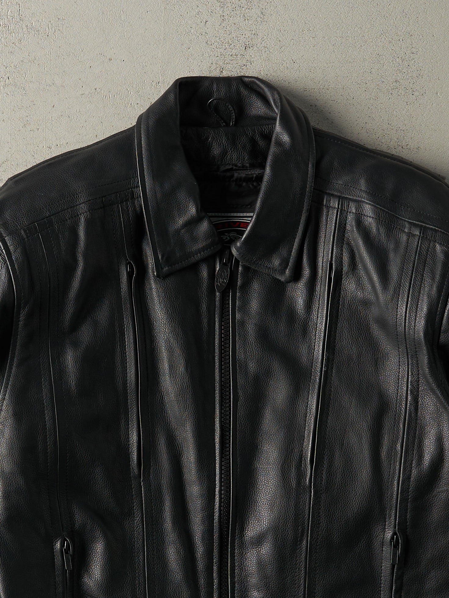 Vintage Y2K Black River Road Lined Leather Biker Jacket (M)