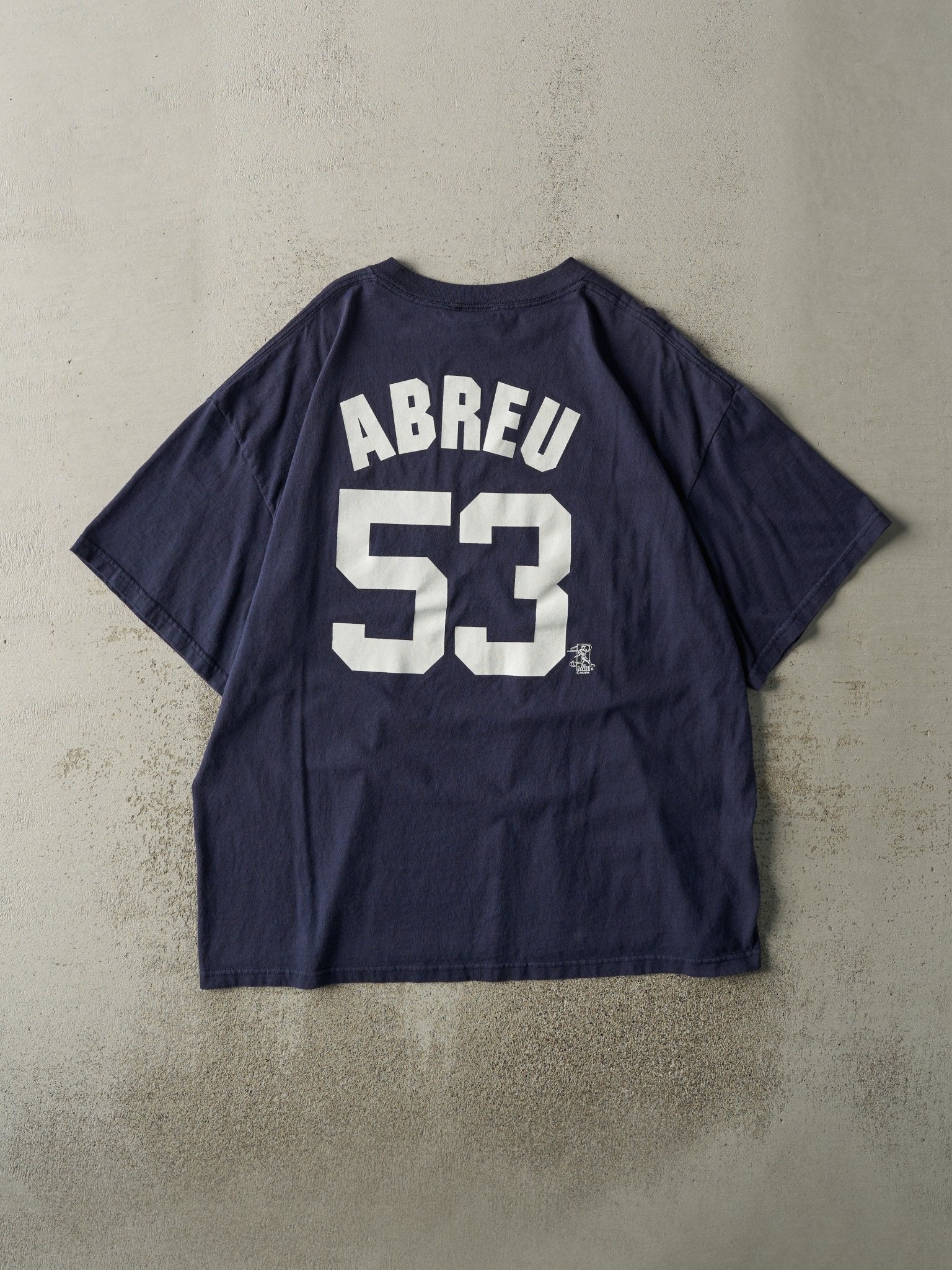 Vintage Y2K Navy Blue New York Yankees #53 Bobby Abreu Player Tee (L/XL)