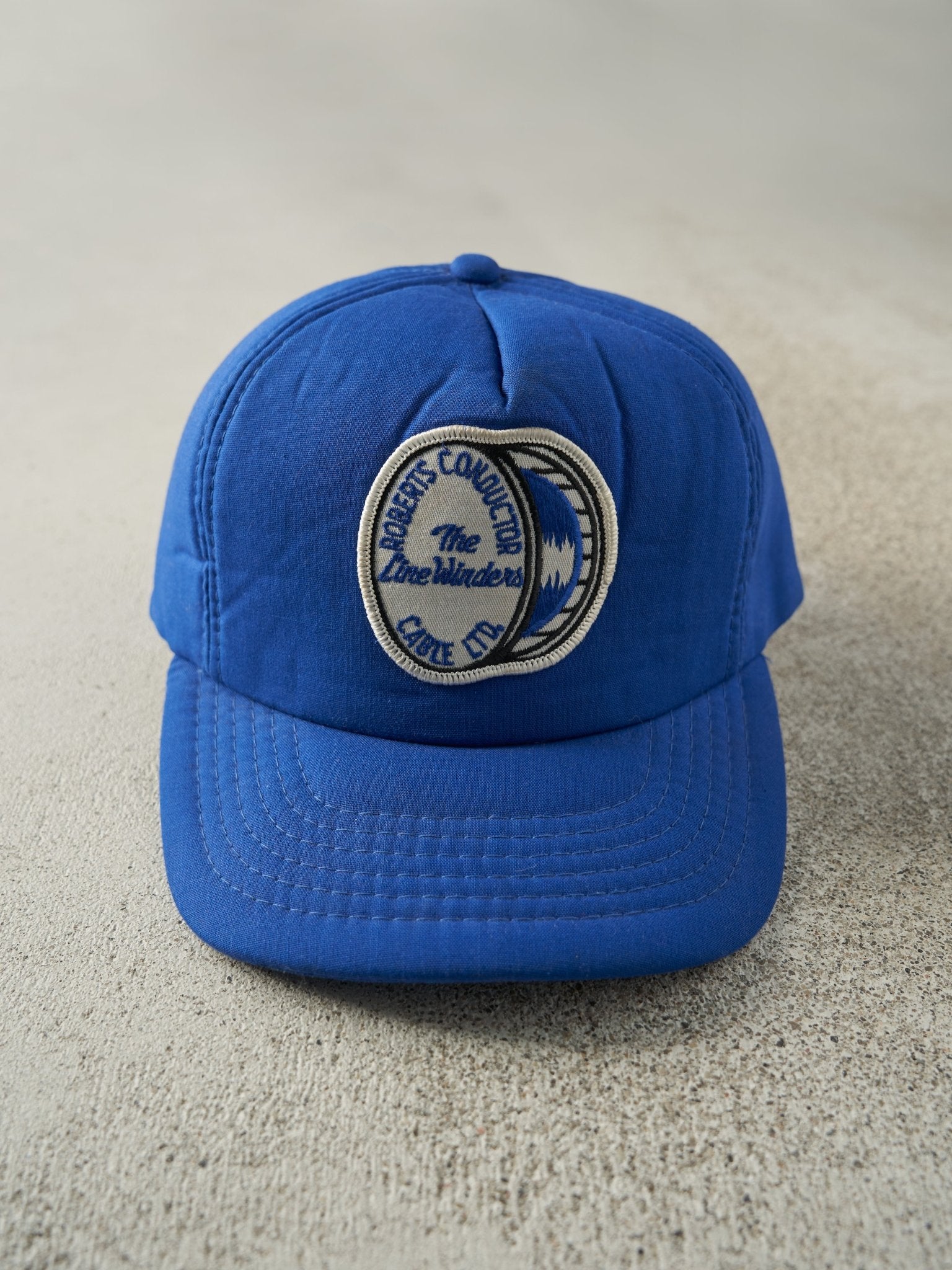 Vintage 80s Blue Embroidered Foam Snapback Hat