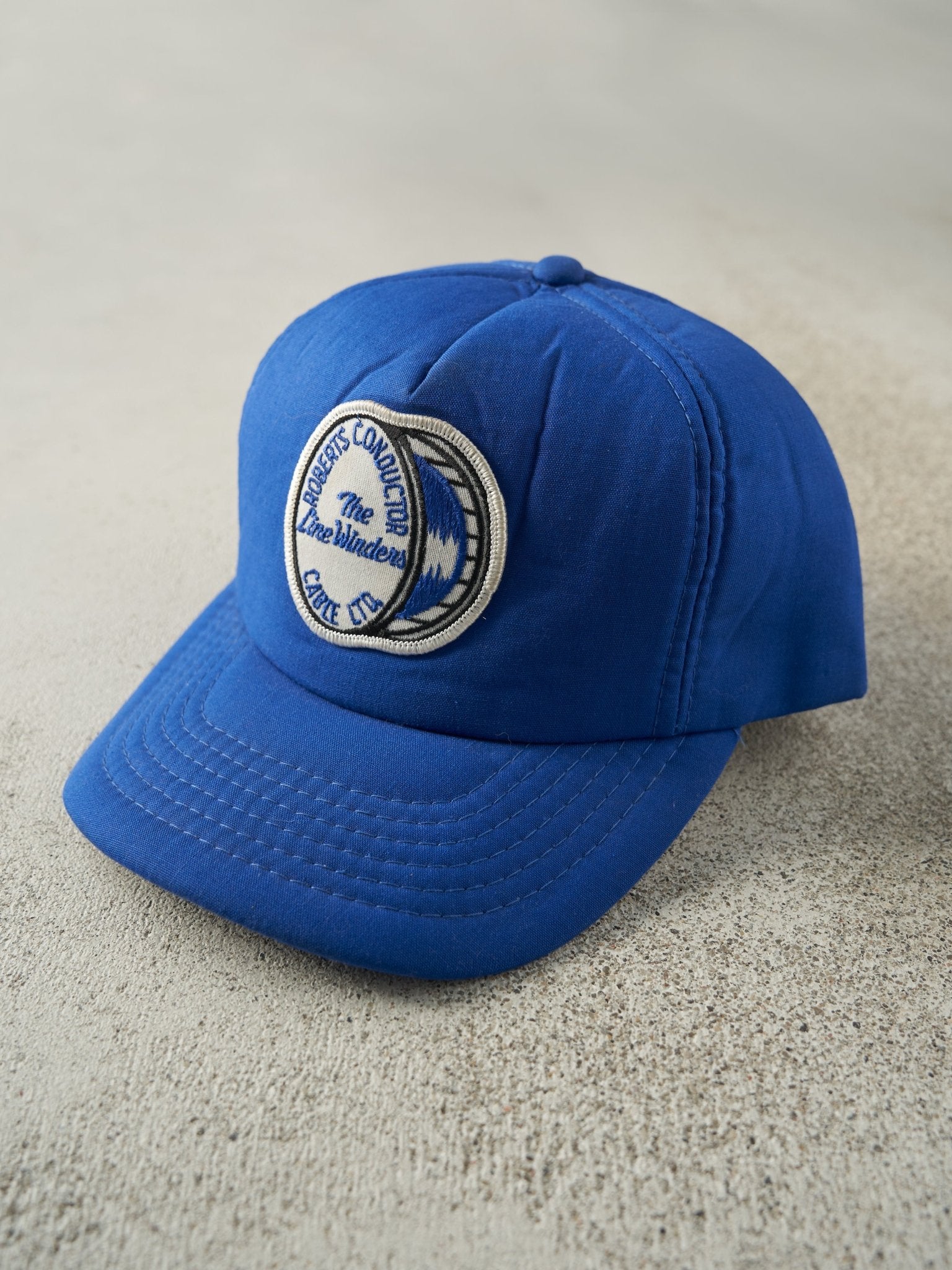 Vintage 80s Blue Embroidered Foam Snapback Hat