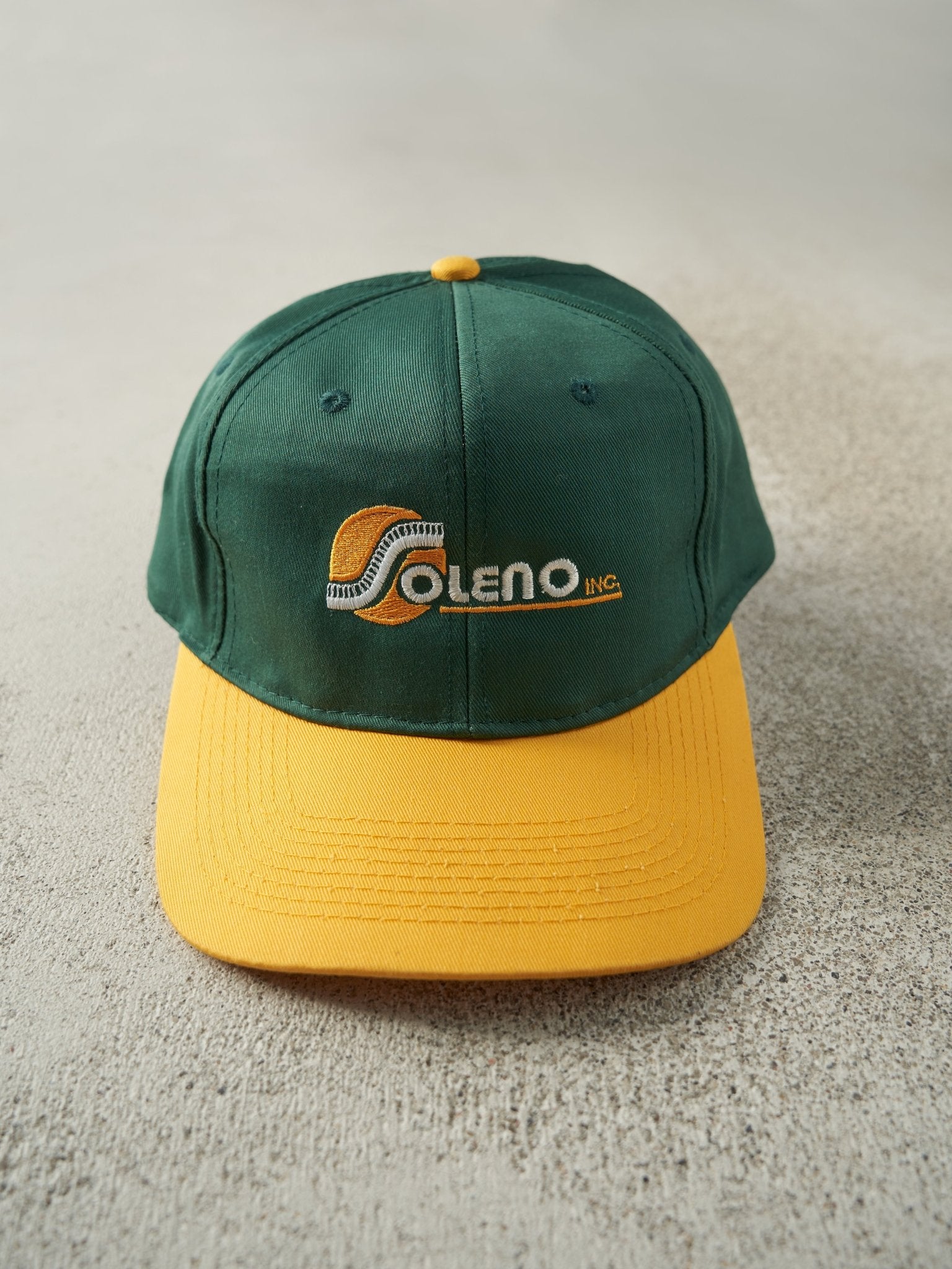 Vintage 90s Green & Yellow Soleno Embroidered Snapback