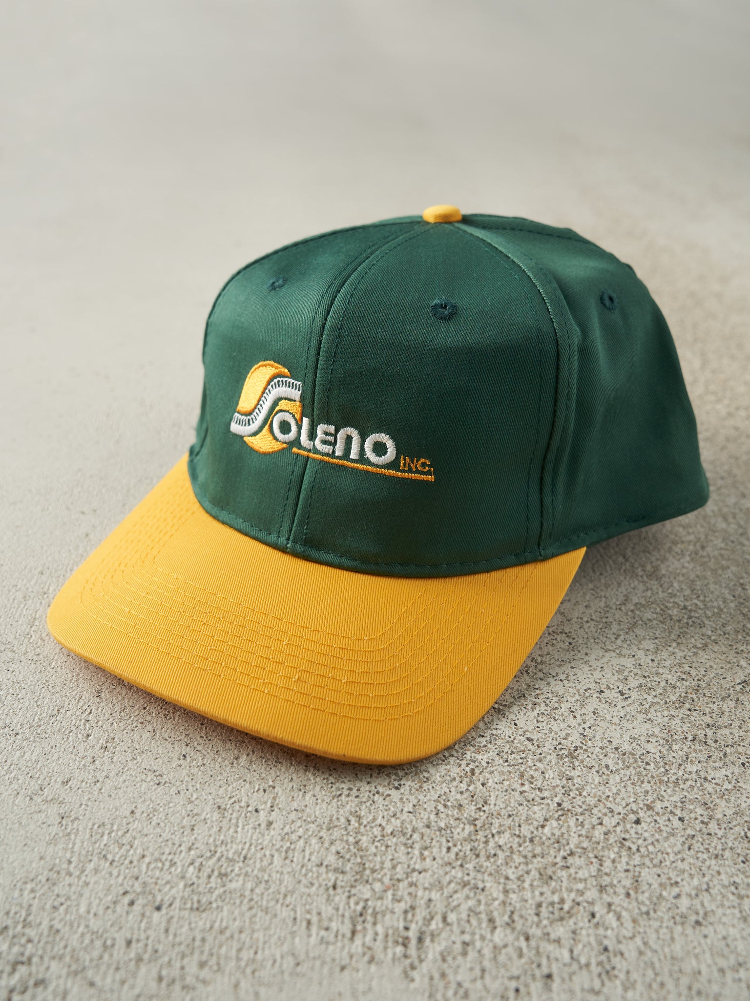 Vintage 90s Green & Yellow Soleno Embroidered Snapback