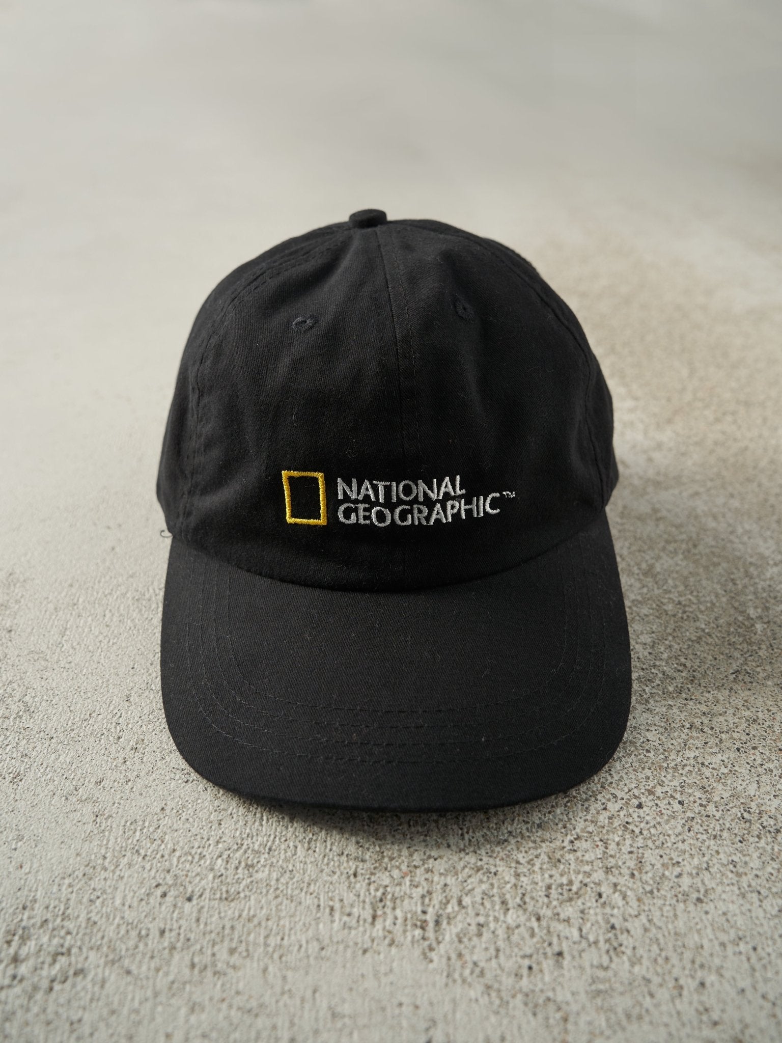 Vintage Y2K Black Embroidered National Geographic Velcro Hat