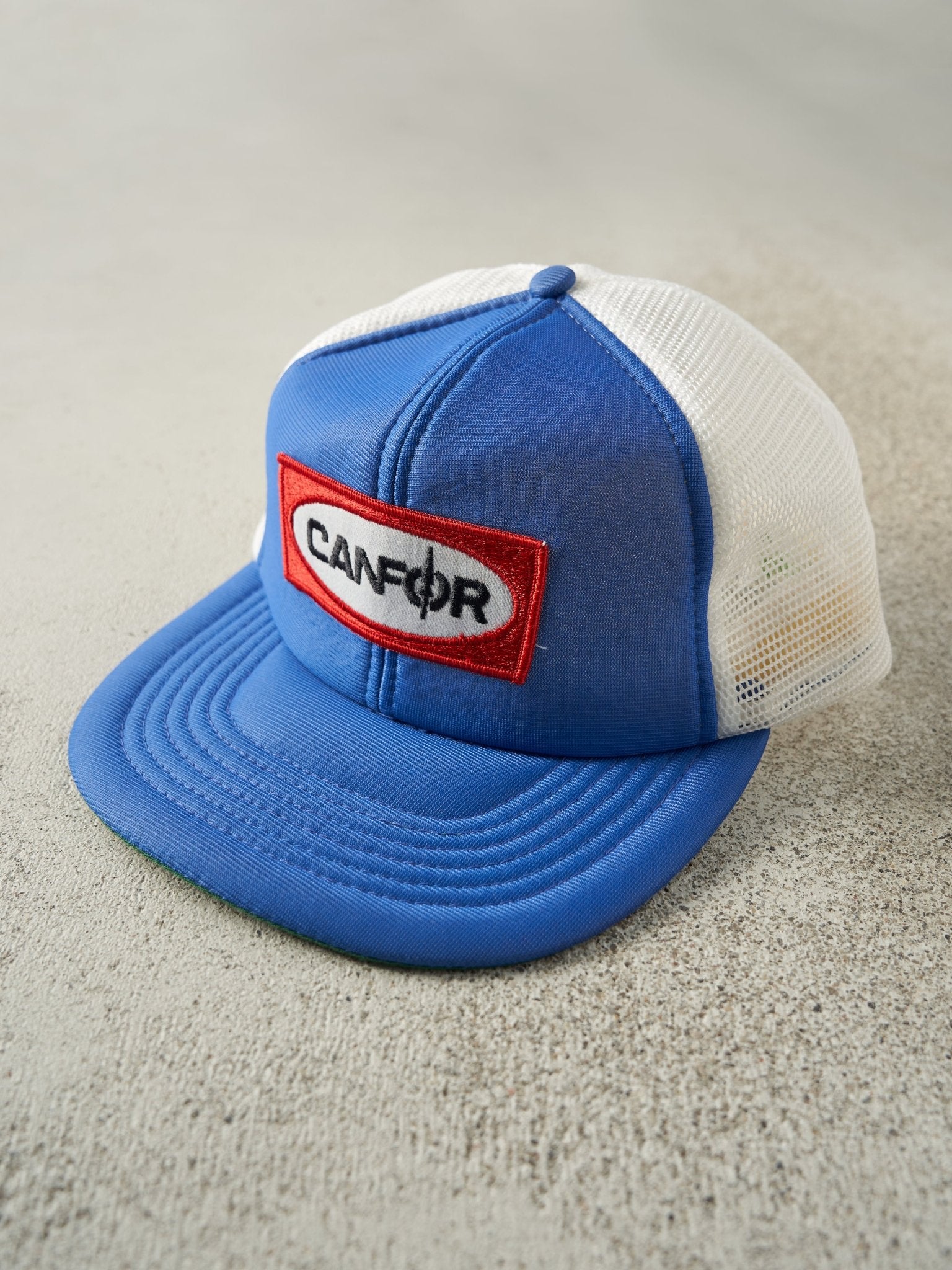 Vintage 90s Blue & White Canfor Foam Trucker Hat