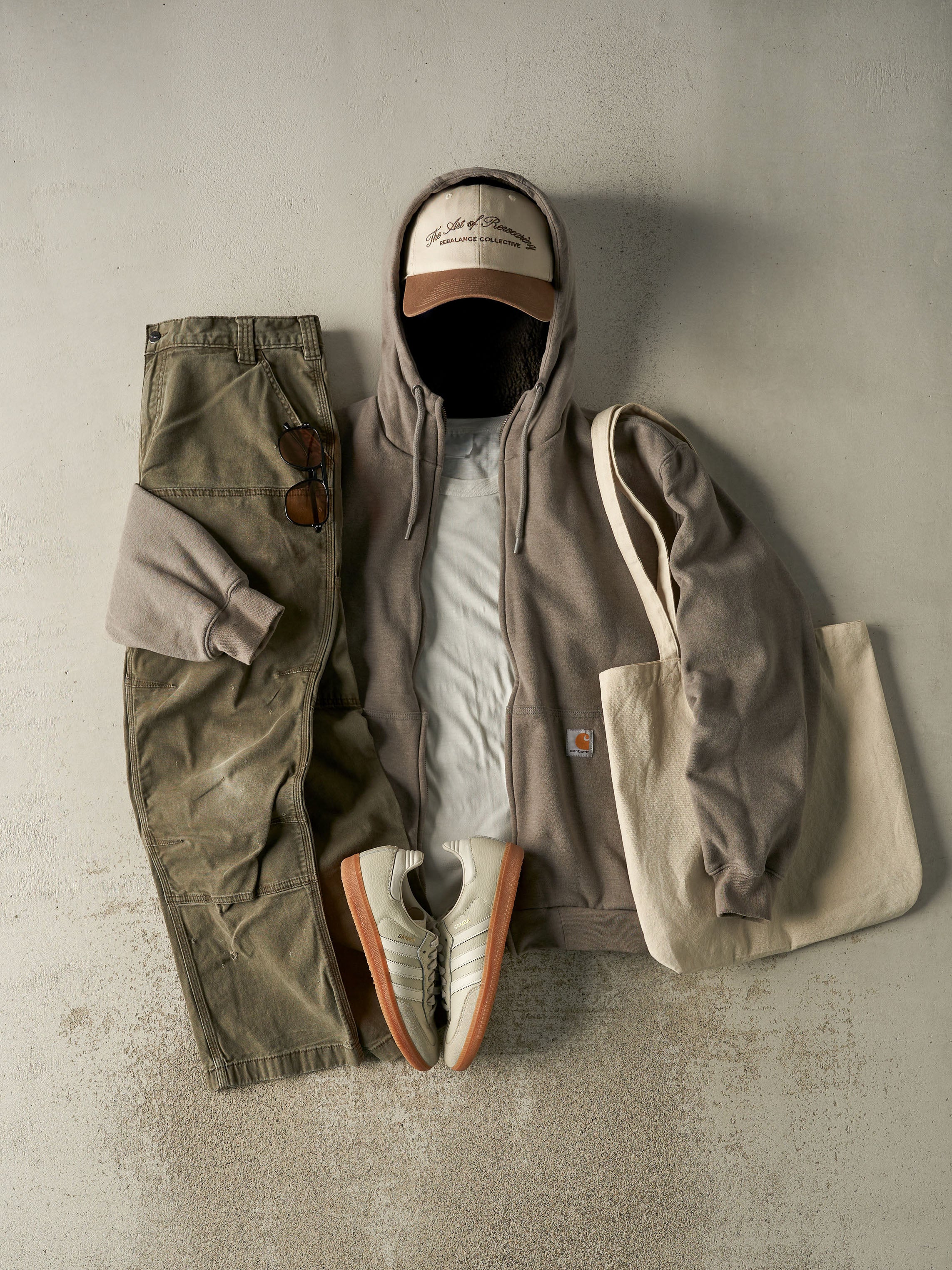 Vintage Y2K Grey Carhartt Sherpa Lined Heavyweight Zip Up Hoodie (L/XL)
