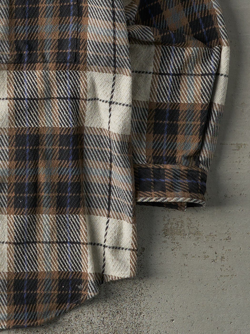 Vintage 90s Beige, Brown & Blue Holt Renfrew Flannel Button Up (L)