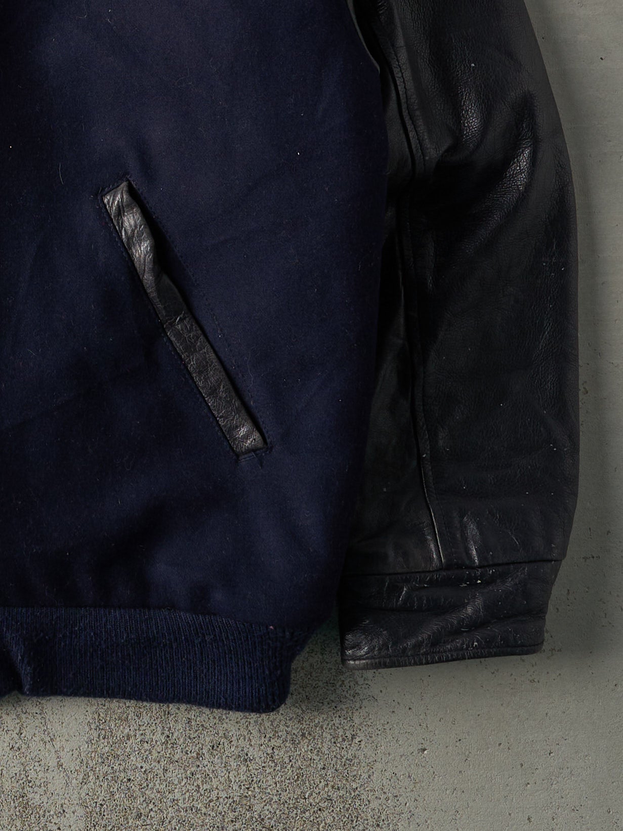 Vintage 80s Navy and Black Brinks Varsity Jacket (XL)