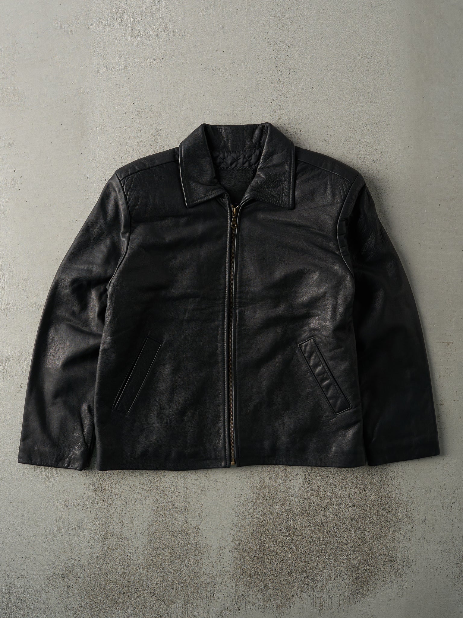 Vintage 90s Black Modo Peau Leather Boxy Jacket (M)