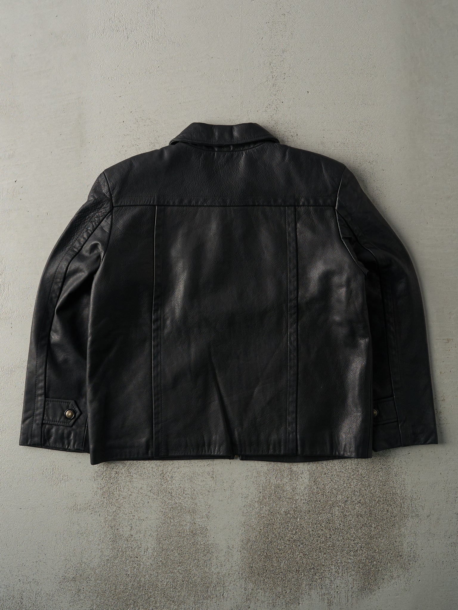 Vintage 90s Black Modo Peau Leather Boxy Jacket (M)