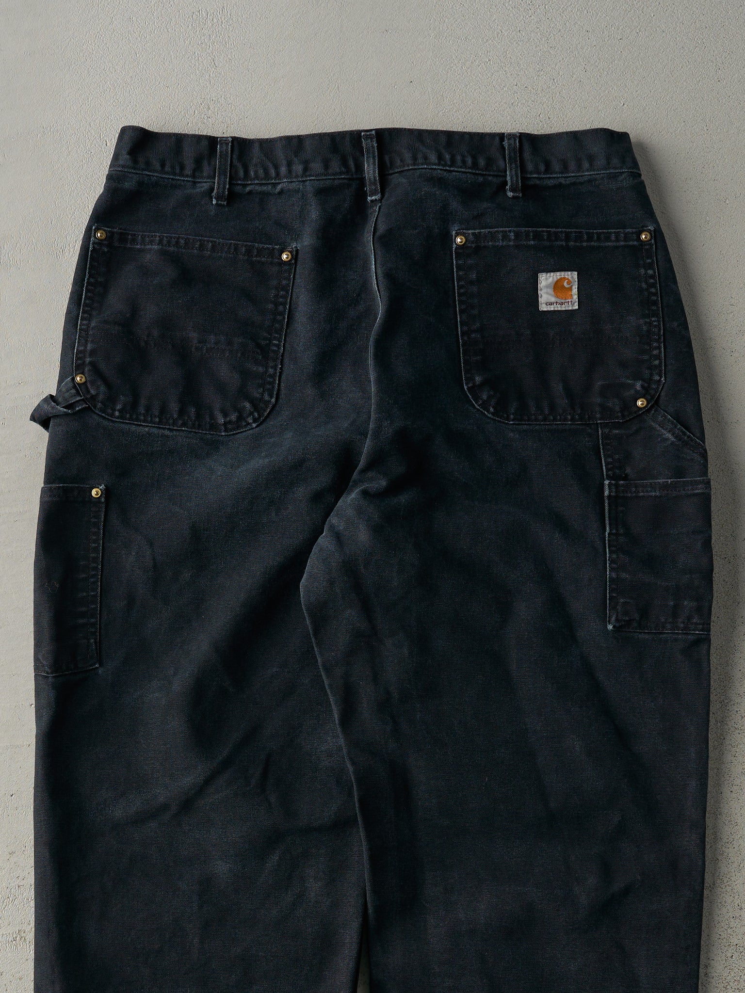 Vintage 90s Faded Black Carhartt Double Knee Carpenter Pants (36x32)