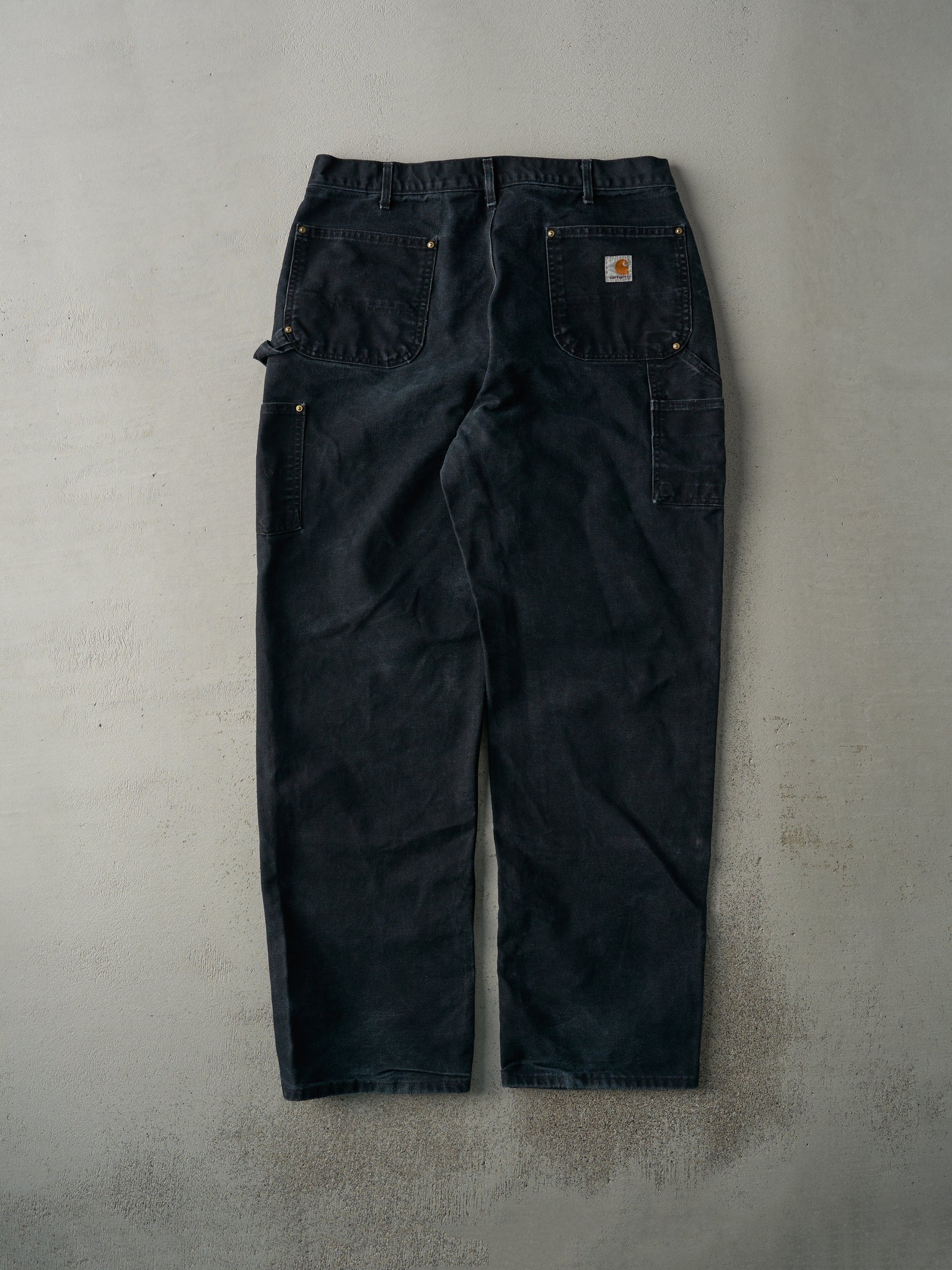 Vintage 90s Faded Black Carhartt Double Knee Carpenter Pants (36x32)