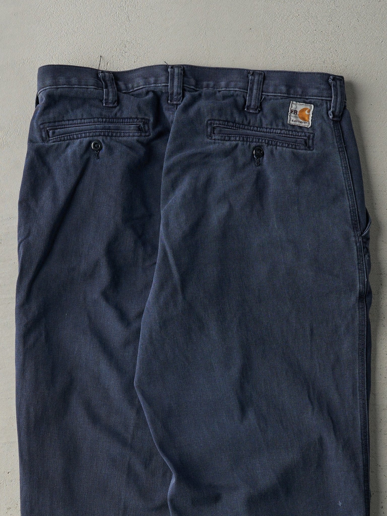 Vintage Y2K Navy Blue Carhartt Fire Resistant Work Pants (34x31.5)