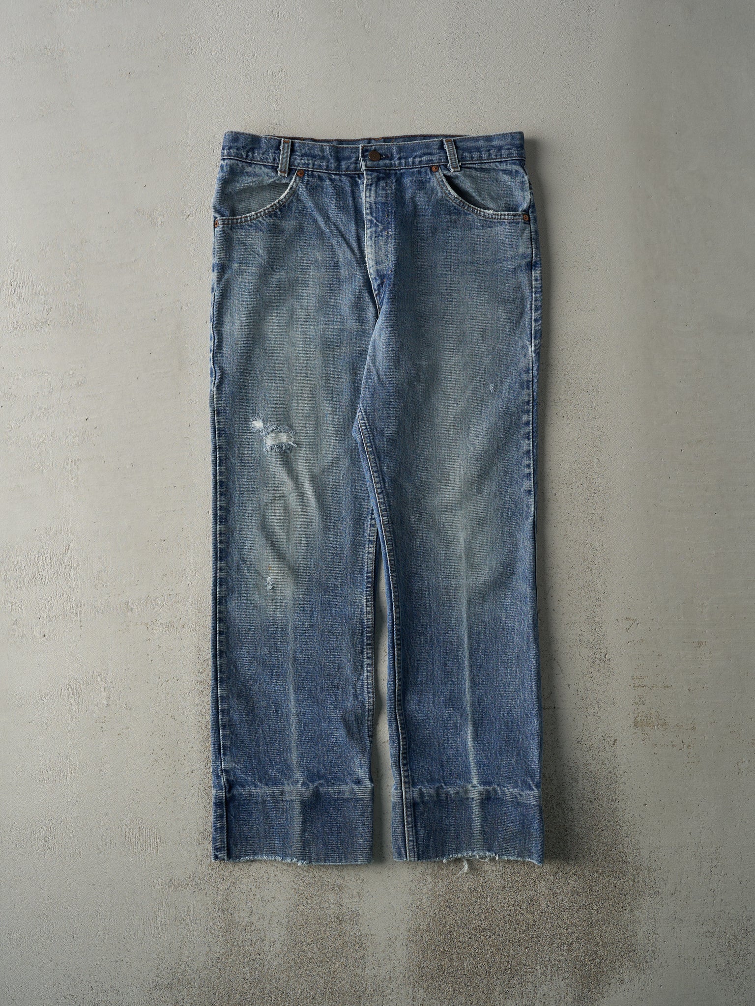 Vintage 80s Light Wash Levi's Orange Tab Released Hem Jeans (34x29)