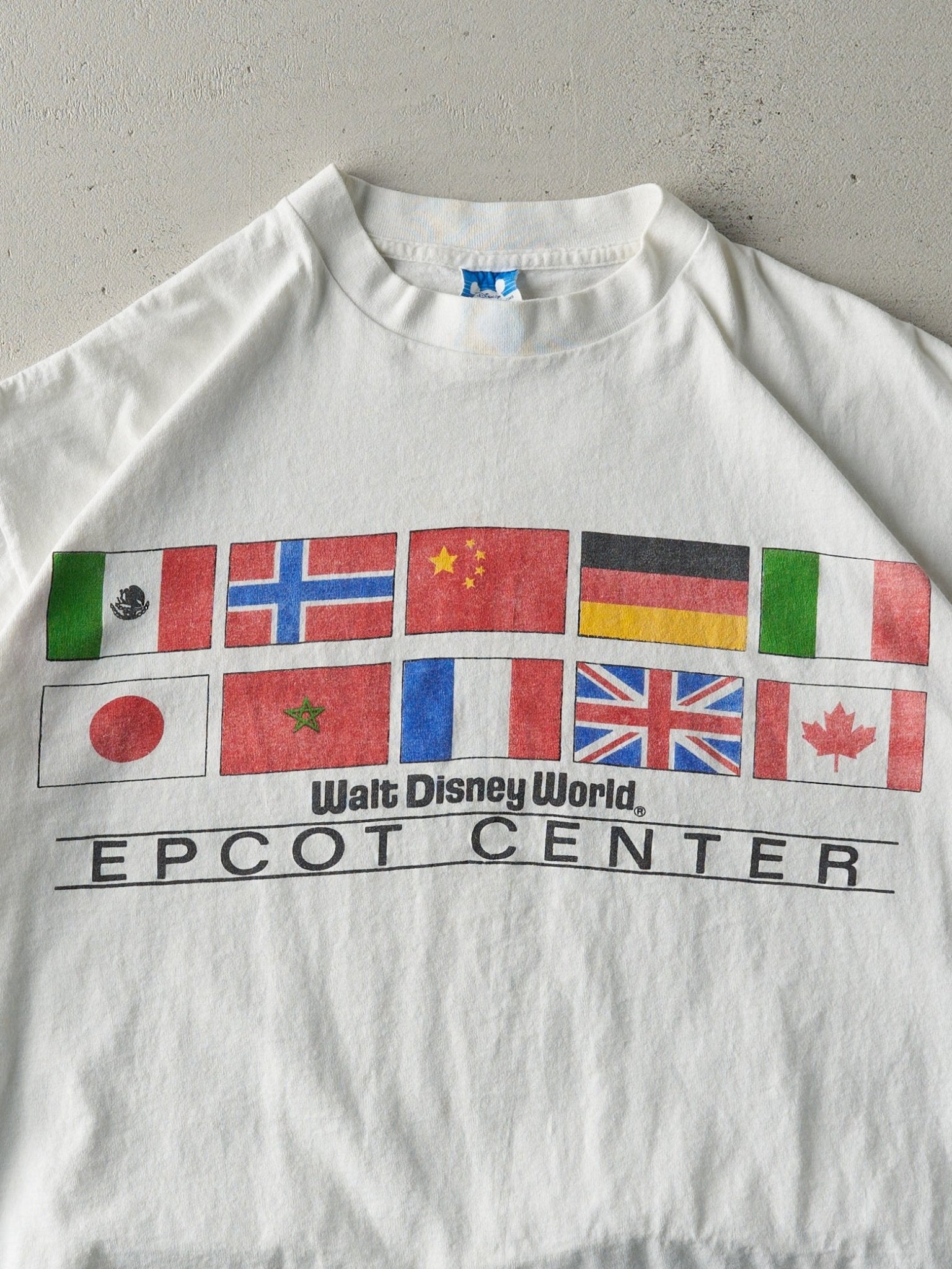 Vintage 90s White Disney World Epcot Center Single Stitch Boxy Cropped Tee (S/M)