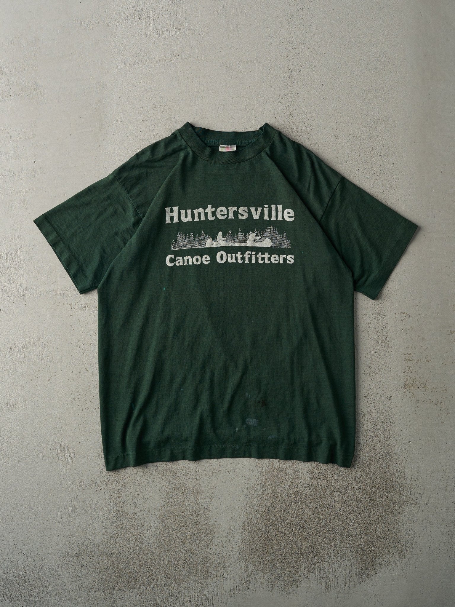 Vintage 90s Forest Green Huntersville Canoe Outfitters Single Stitch Tee (M)
