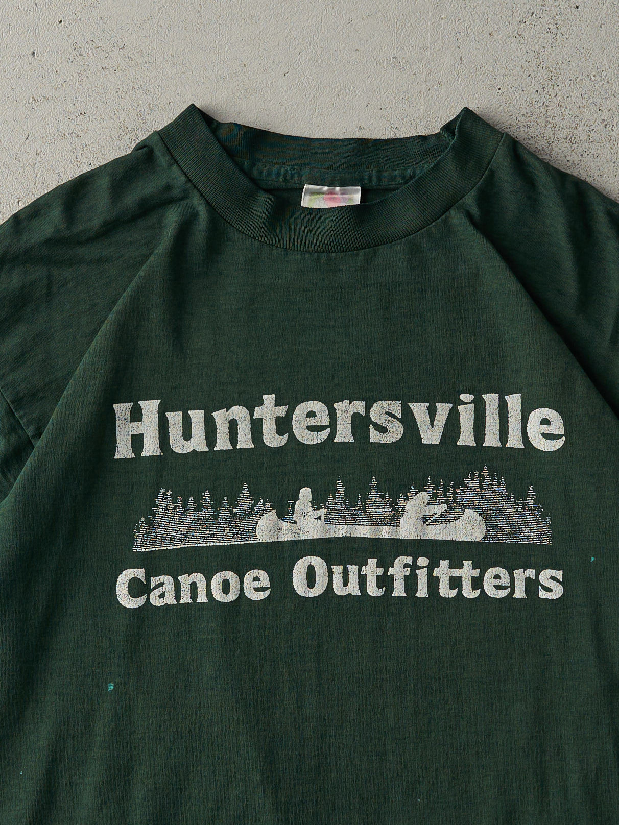 Vintage 90s Forest Green Huntersville Canoe Outfitters Single Stitch Tee (M)