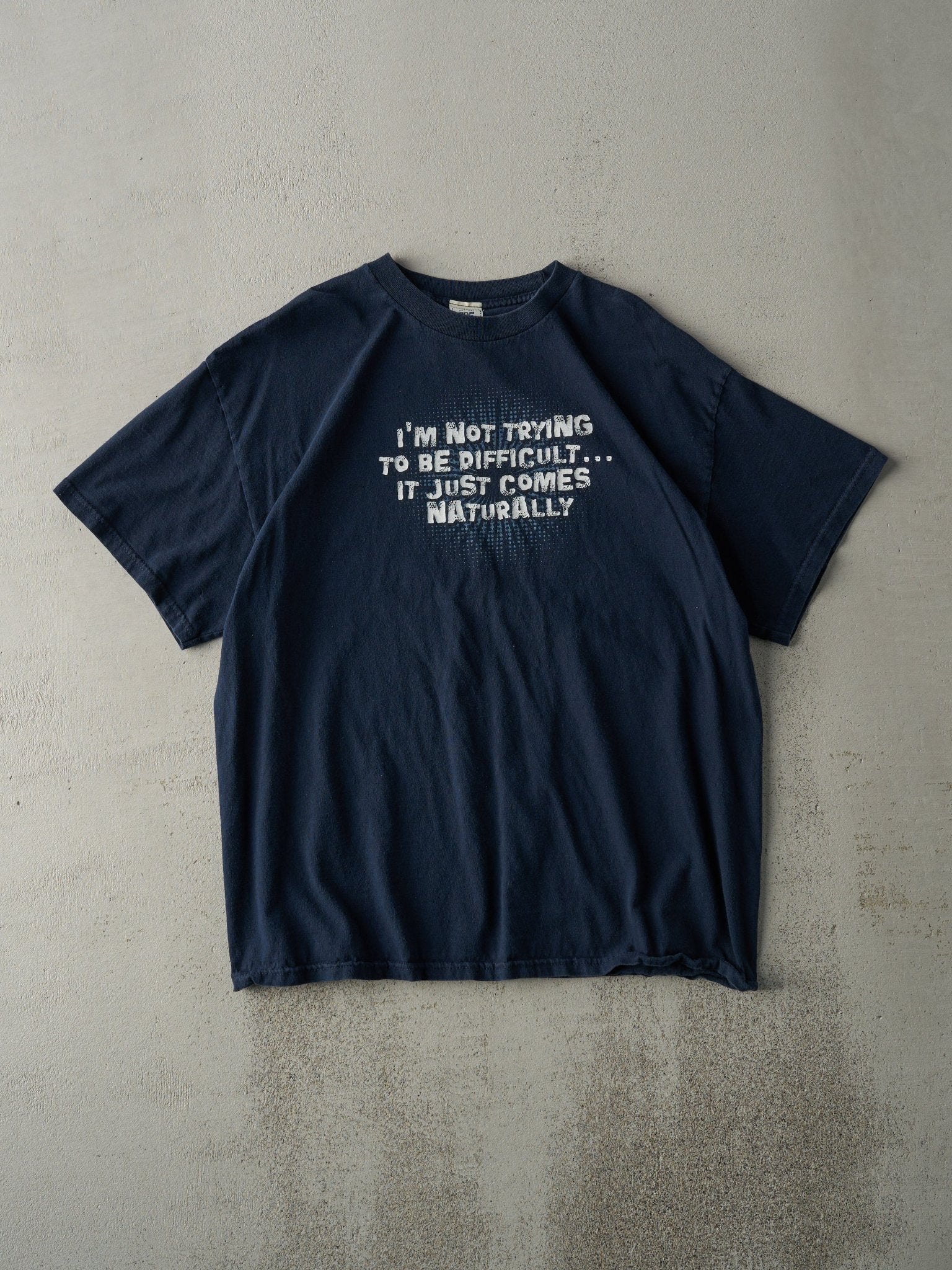 Vintage Y2K Navy "I'm Not Trying To Be Difficult" Tee (M)