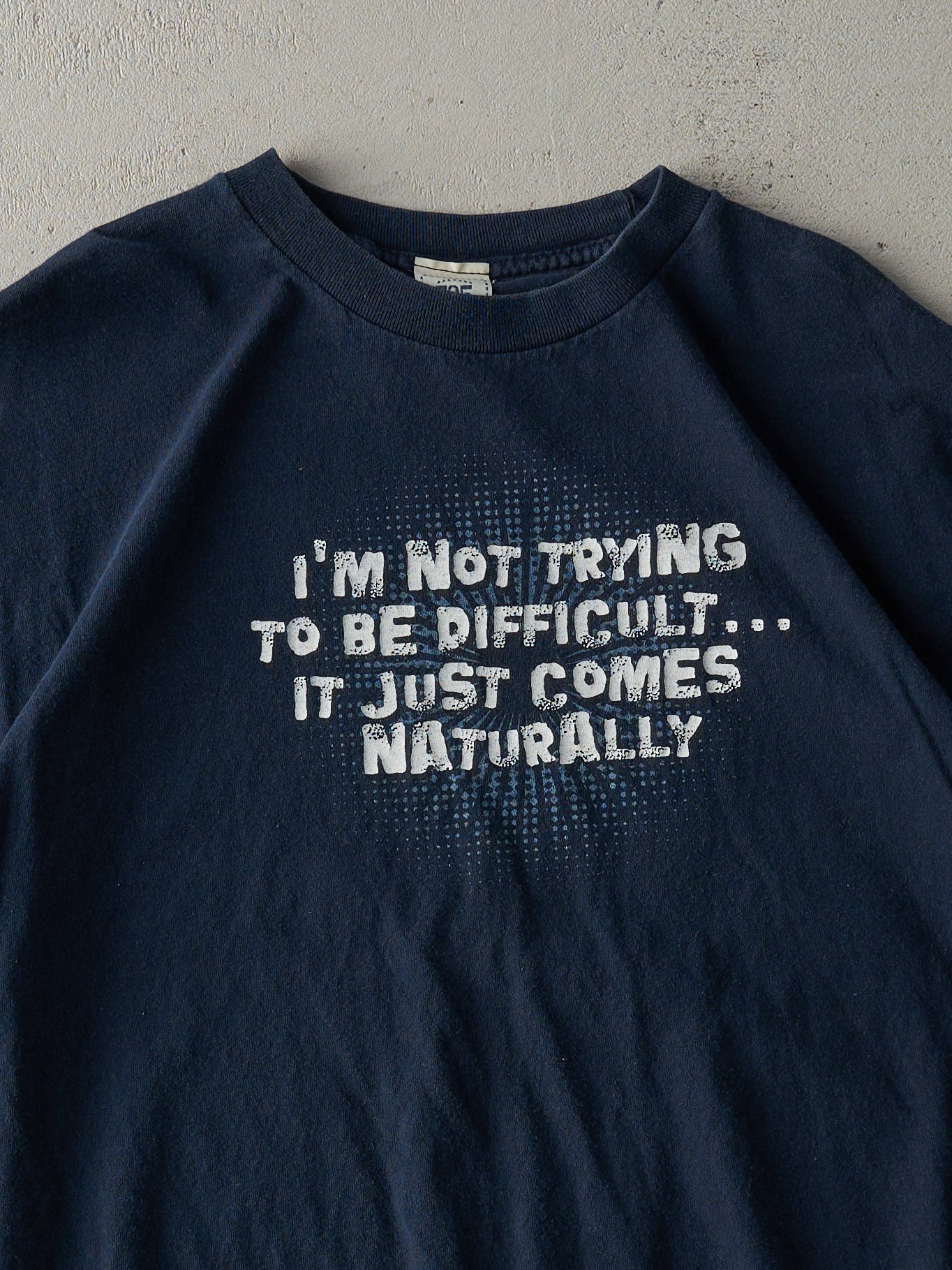 Vintage Y2K Navy "I'm Not Trying To Be Difficult" Tee (M)