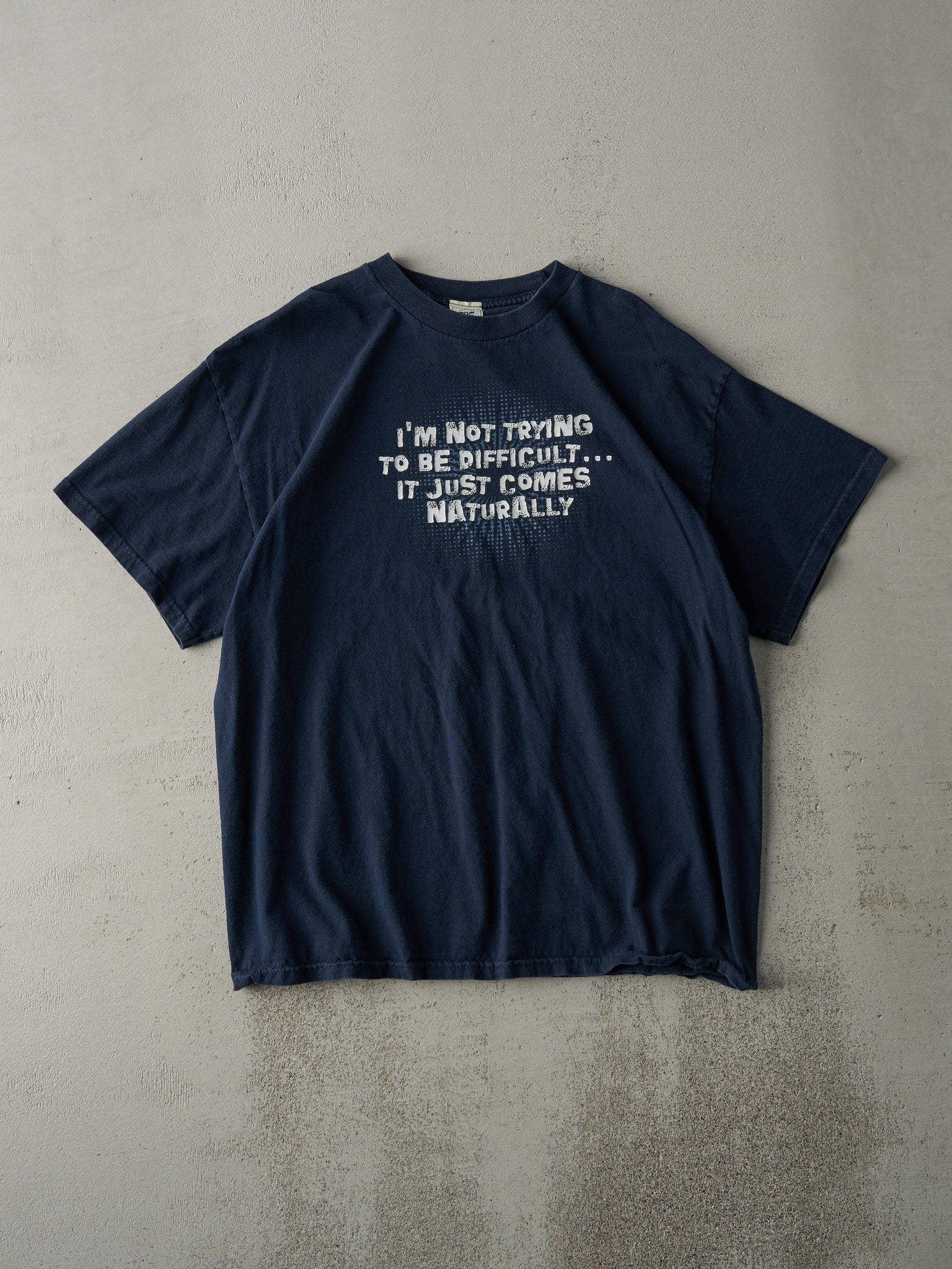 Vintage Y2K Navy "I'm Not Trying To Be Difficult" Tee (M)