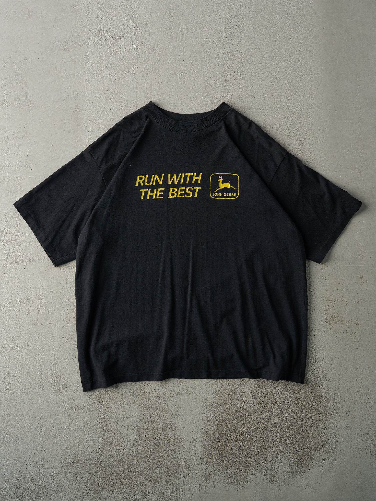 Vintage 90s Black John Deere "Run With the Best" Single Stitch Tee (L)