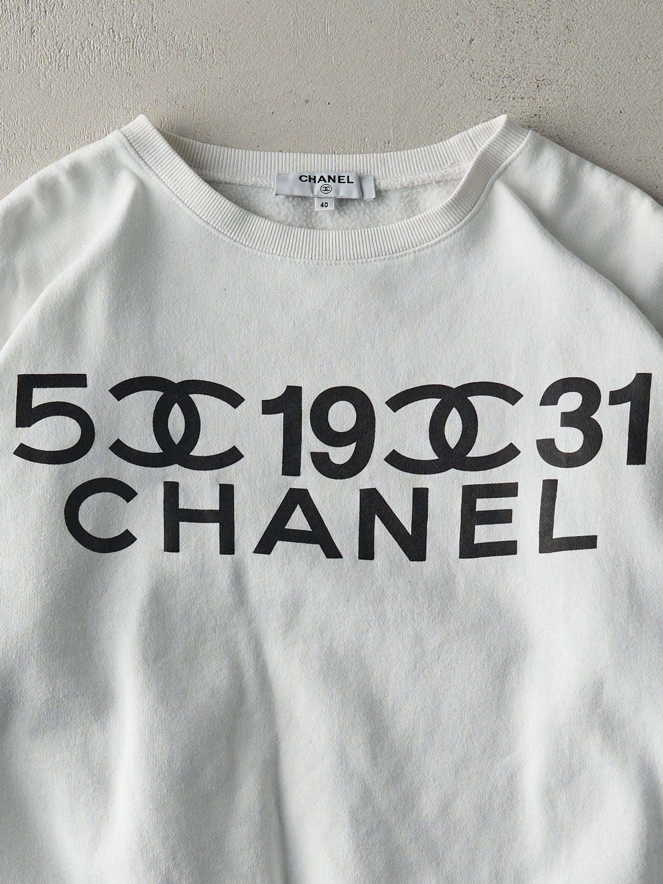 Vintage Y2K White Chanel Bootleg Crewneck (L)