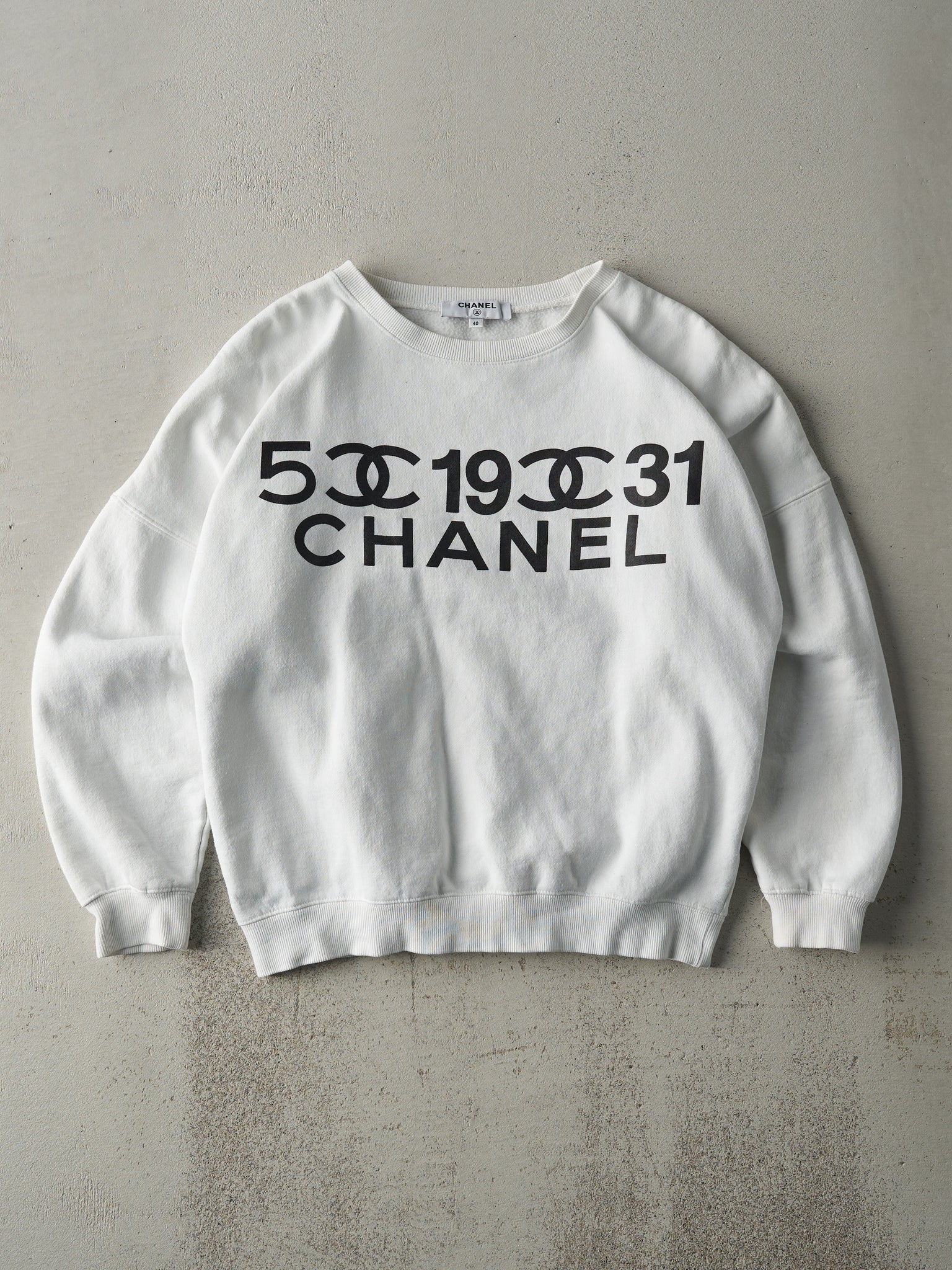 Vintage Y2K White Chanel Bootleg Crewneck (L)