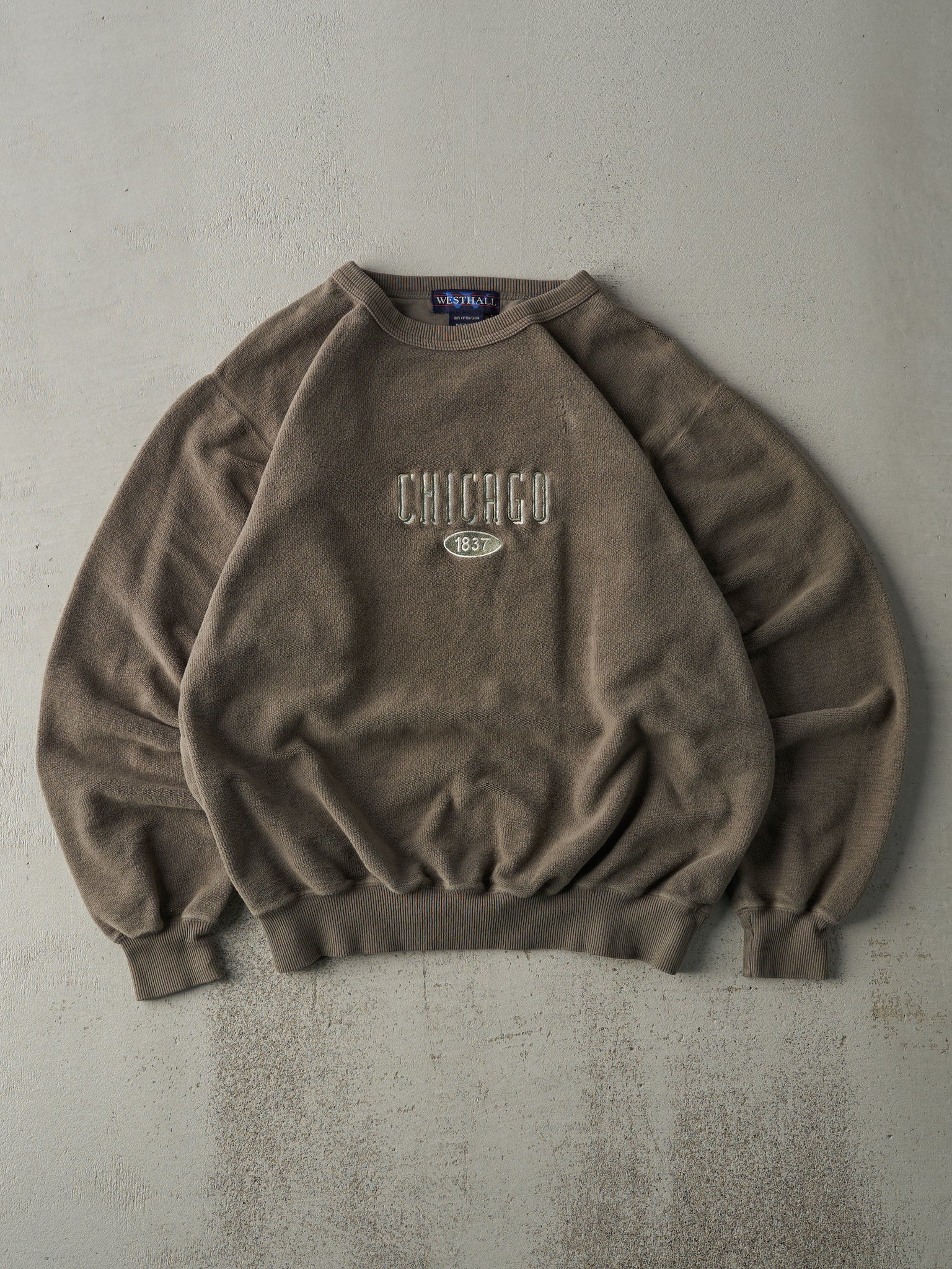 Vintage 90s Green Chicago Embroidered Inside Out Crewneck (L)