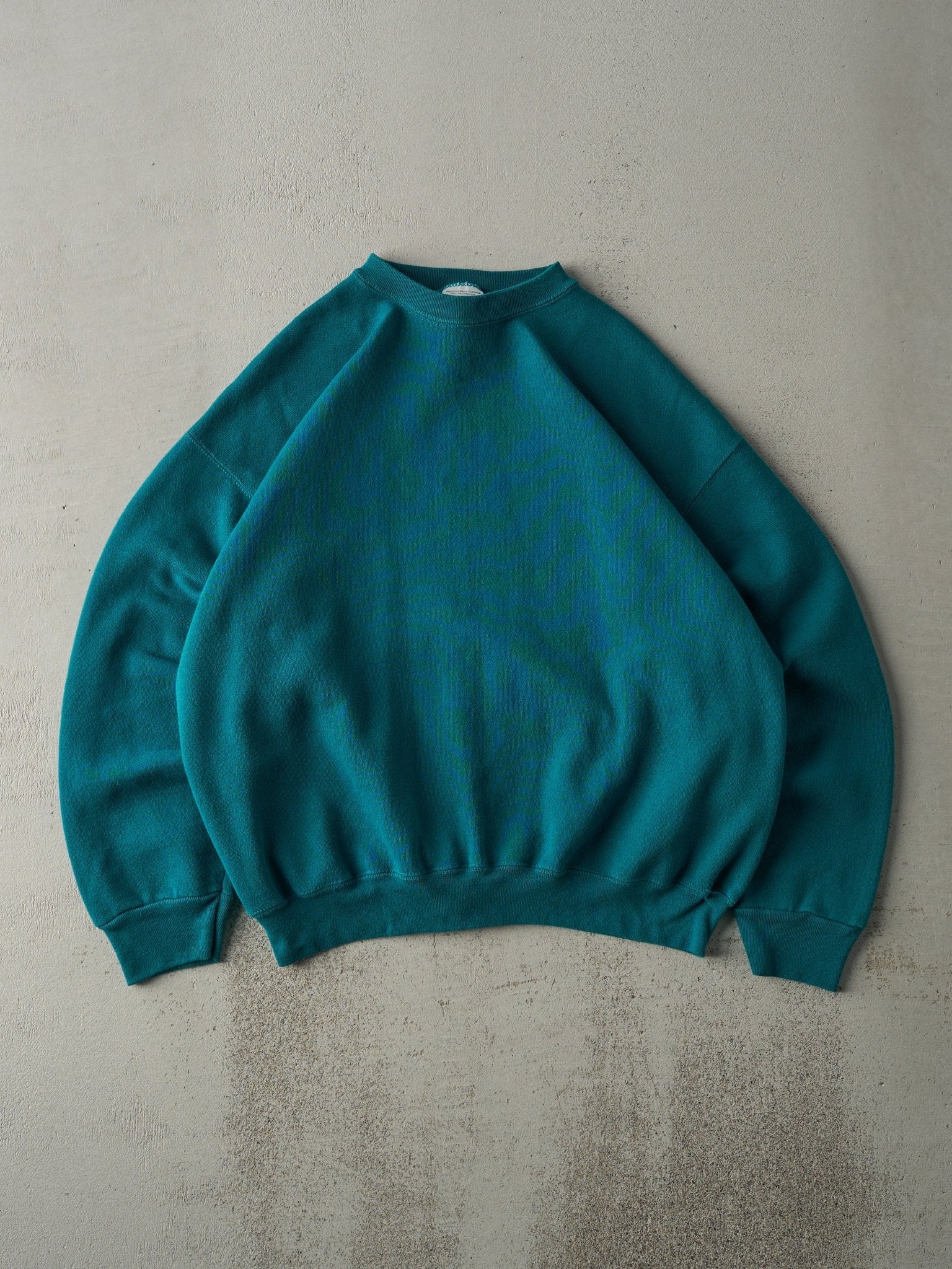 Vintage 90s Teal Blank Boxy Crewneck (L)